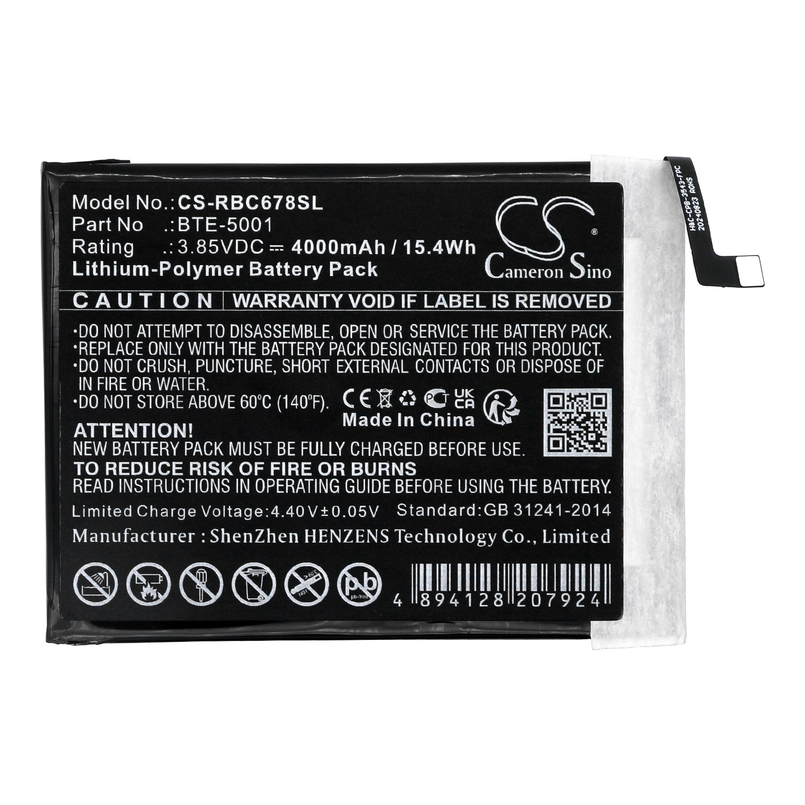 Li-Polymer, Mobile, SmartPhone Battery fits Orbic Magic 5g, Myra 5g, 3.85V, 4000mAh Mobile, SmartPhone Cameron Sino Technology Limited
