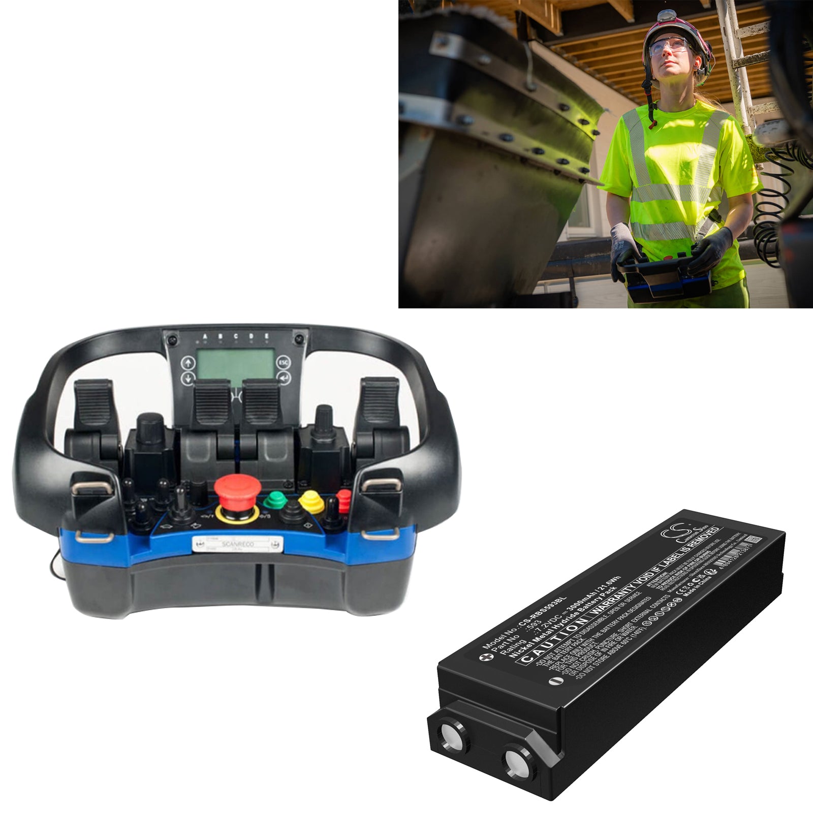 7.2V, Ni-MH, 3000mAh, Battery fits Scanreco 590, 592, 21.6Wh Crane Remote Control Cameron Sino Technology Limited
