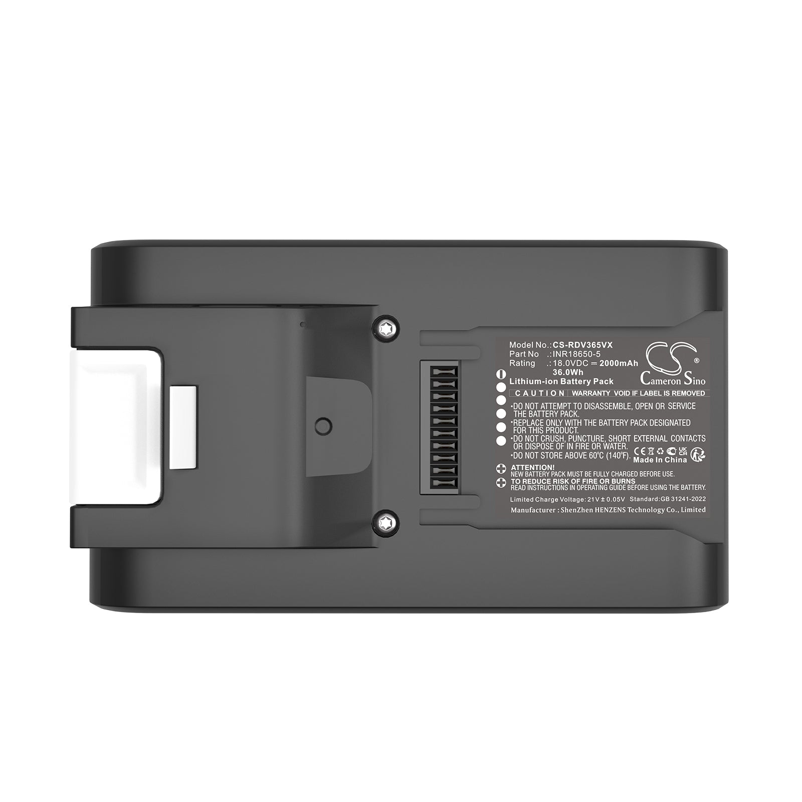 18V, Li-ion, 2000mAh, Battery fits Redmond RV-UR365, 36Wh Vacuum Cameron Sino Technology Limited