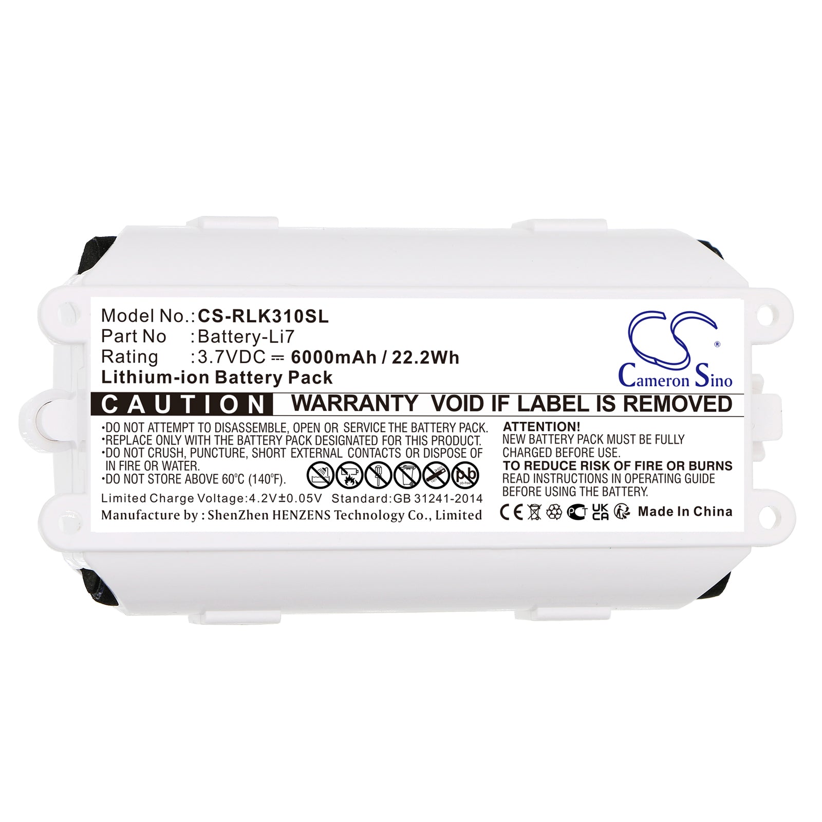 Li-ion, Home Security Camera Battery fits Reolink Argus 3 Pro, 3.7V, 6000mAh Home Security Camera Cameron Sino Technology Limited