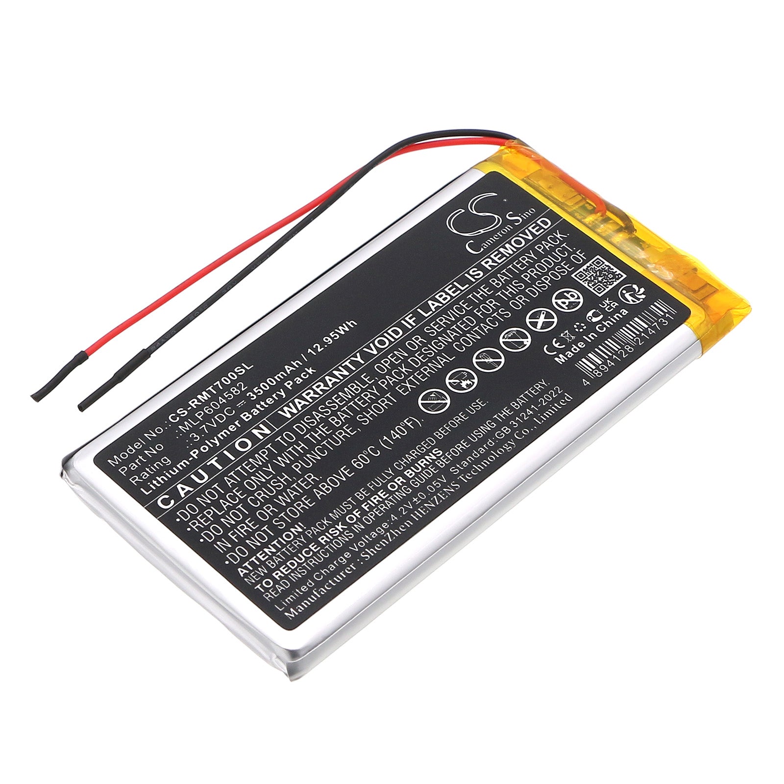 3.7V, Li-Polymer, 3500mAh, Battery fits Rand McNally TND-70, 12.95Wh GPS, Navigator Cameron Sino Technology Limited