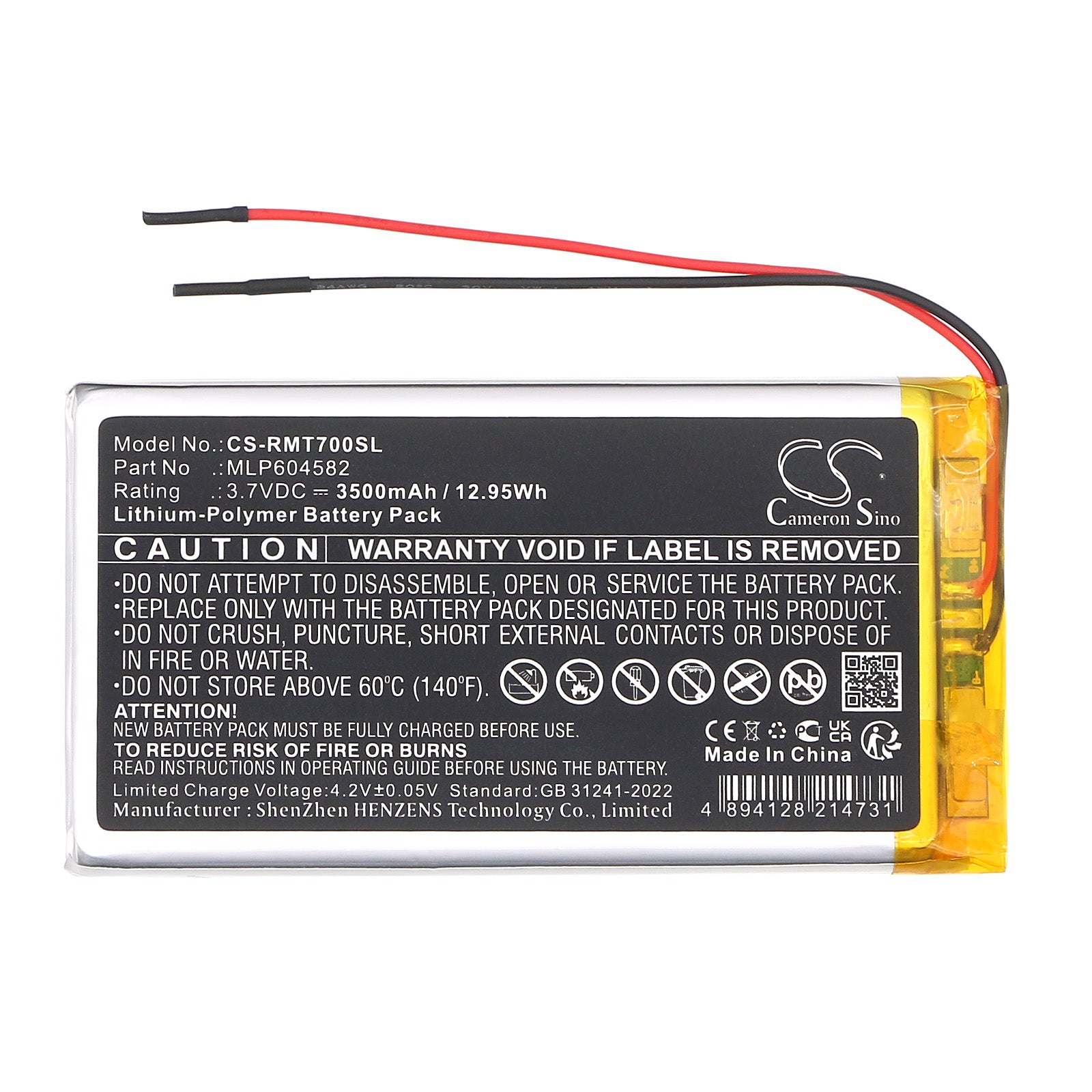 3.7V, Li-Polymer, 3500mAh, Battery fits Rand McNally TND-70, 12.95Wh GPS, Navigator Cameron Sino Technology Limited