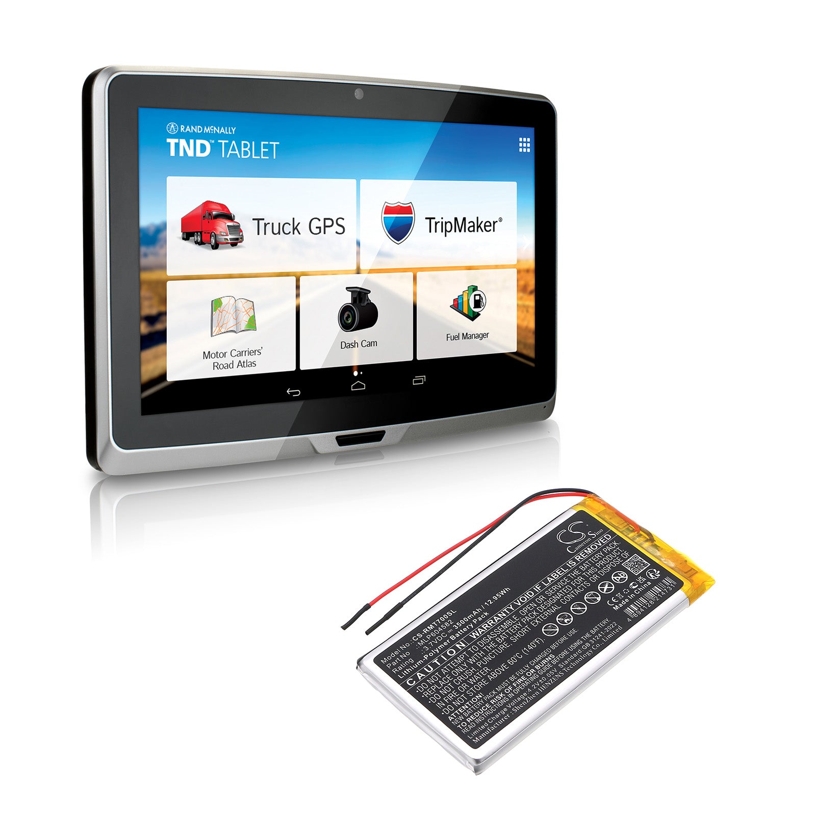 3.7V, Li-Polymer, 3500mAh, Battery fits Rand McNally TND-70, 12.95Wh GPS, Navigator Cameron Sino Technology Limited