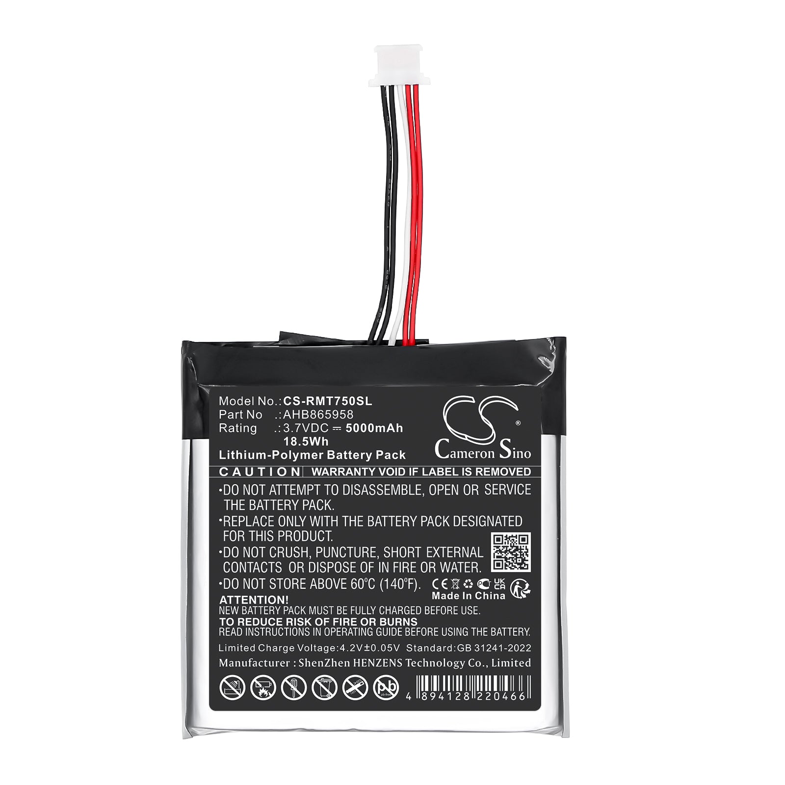 3.7V, Li-Polymer, 5000mAh, Battery fits Rand McNally TND-750, 18.5Wh GPS, Navigator Cameron Sino Technology Limited