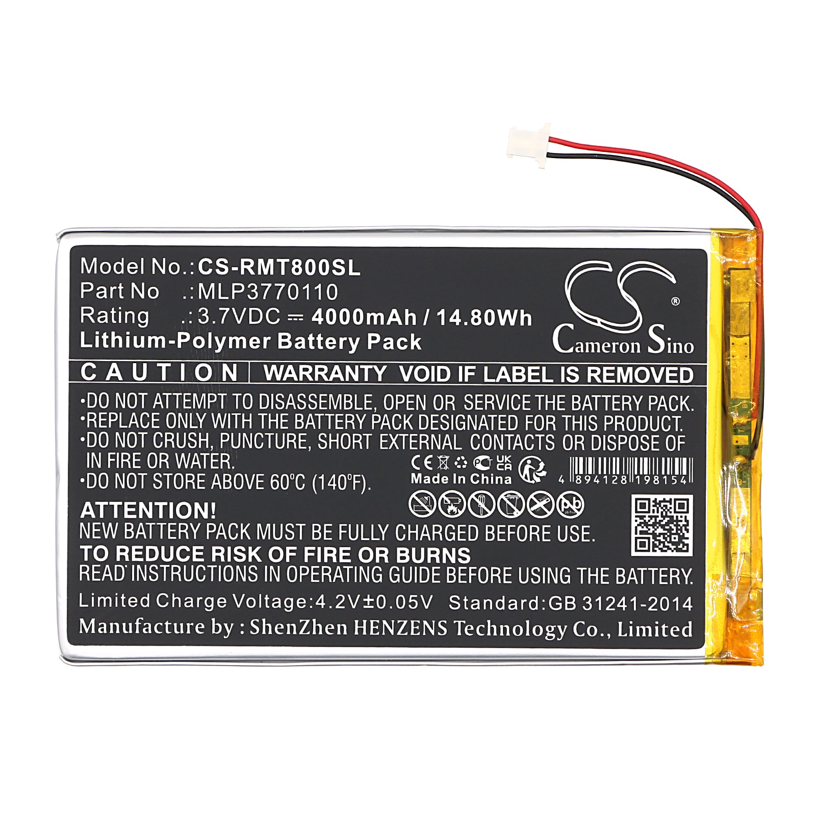 Li-Polymer, GPS, Navigator Battery fits Rand Mcnally Tnd-t80a, Tnd-t80b, 3.7V, 4000mAh GPS, Navigator Cameron Sino Technology Limited