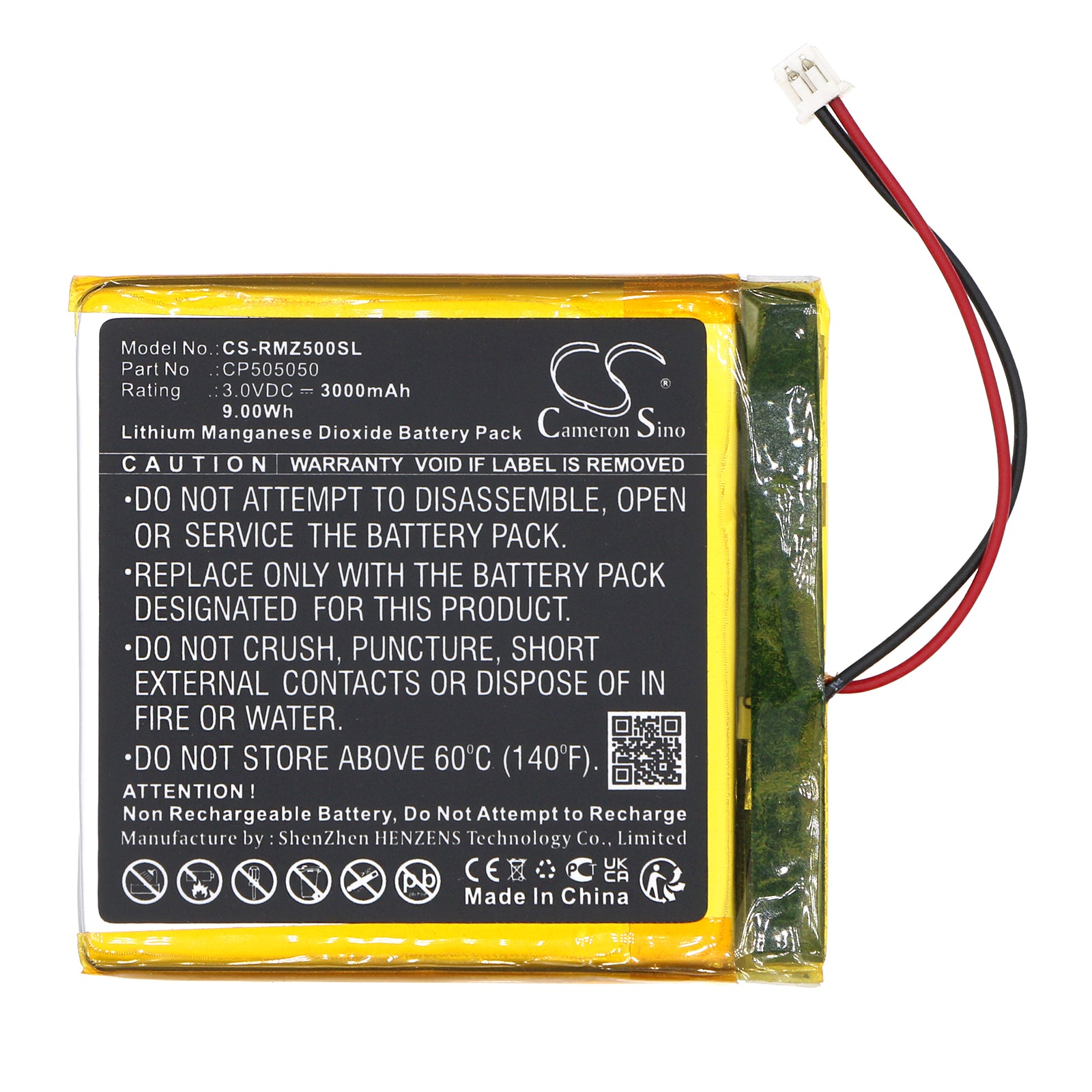 Li-MnO2, Communication & Conferencing Battery fits Roomz Room Sensor, 3.0V, 3000mAh Communication & Conferencing Cameron Sino Technology Limited