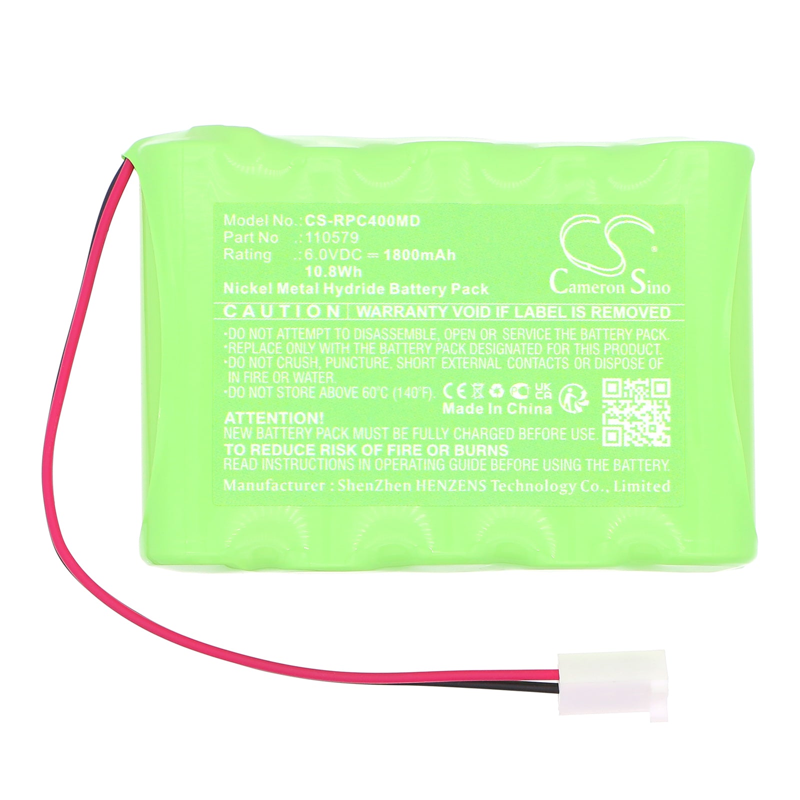 6V, Ni-MH, 1800mAh, Battery fits Respironics 60 monitor, Caradyne Criterion 40, 10.8Wh Medical Cameron Sino Technology Limited