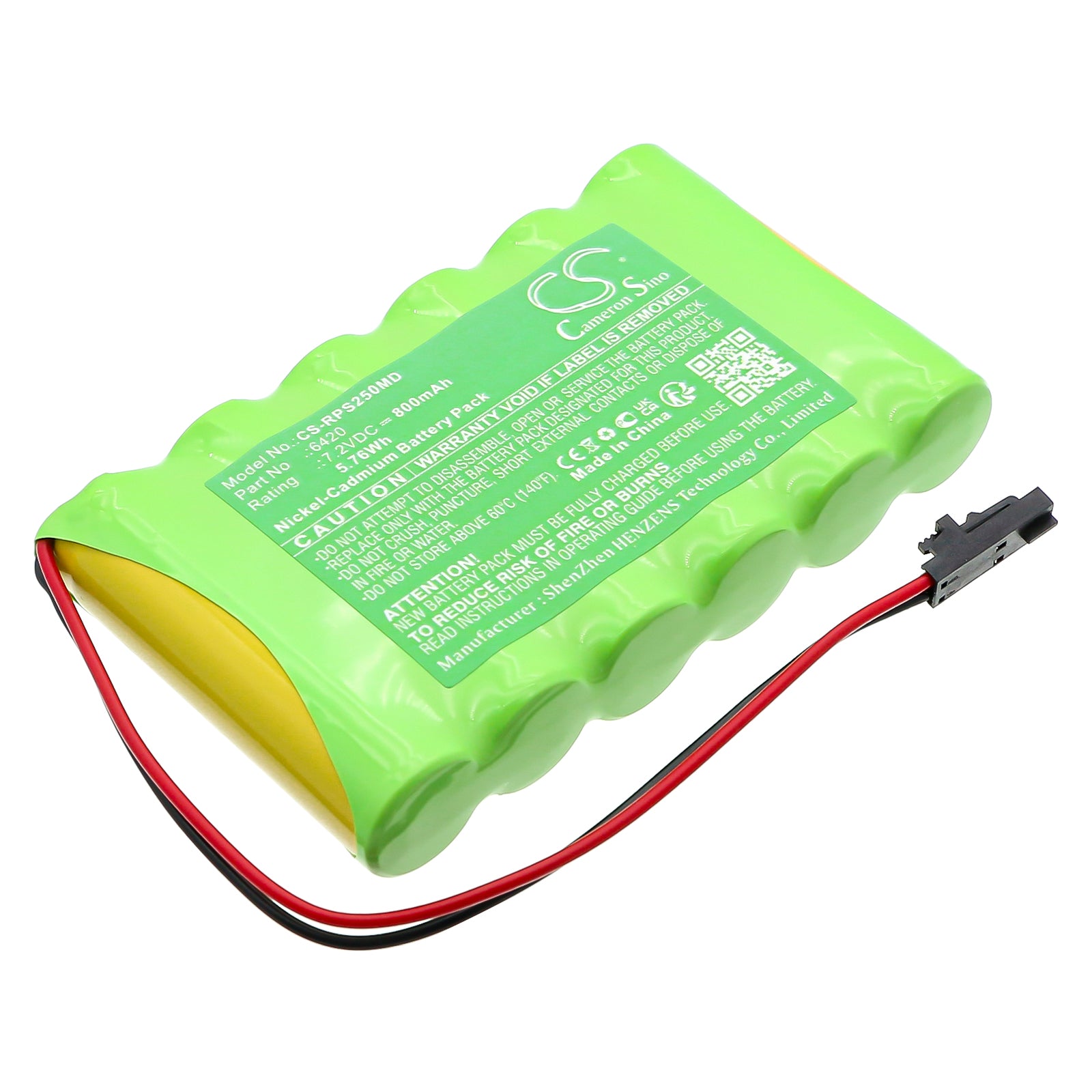 7.2V, Ni-CD, 800mAh, Battery fits Respironics 2500 Smart Recorder, 5.76Wh Medical Cameron Sino Technology Limited