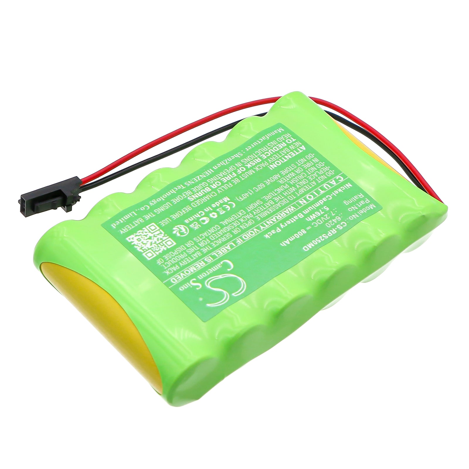 7.2V, Ni-CD, 800mAh, Battery fits Respironics 2500 Smart Recorder, 5.76Wh Medical Cameron Sino Technology Limited
