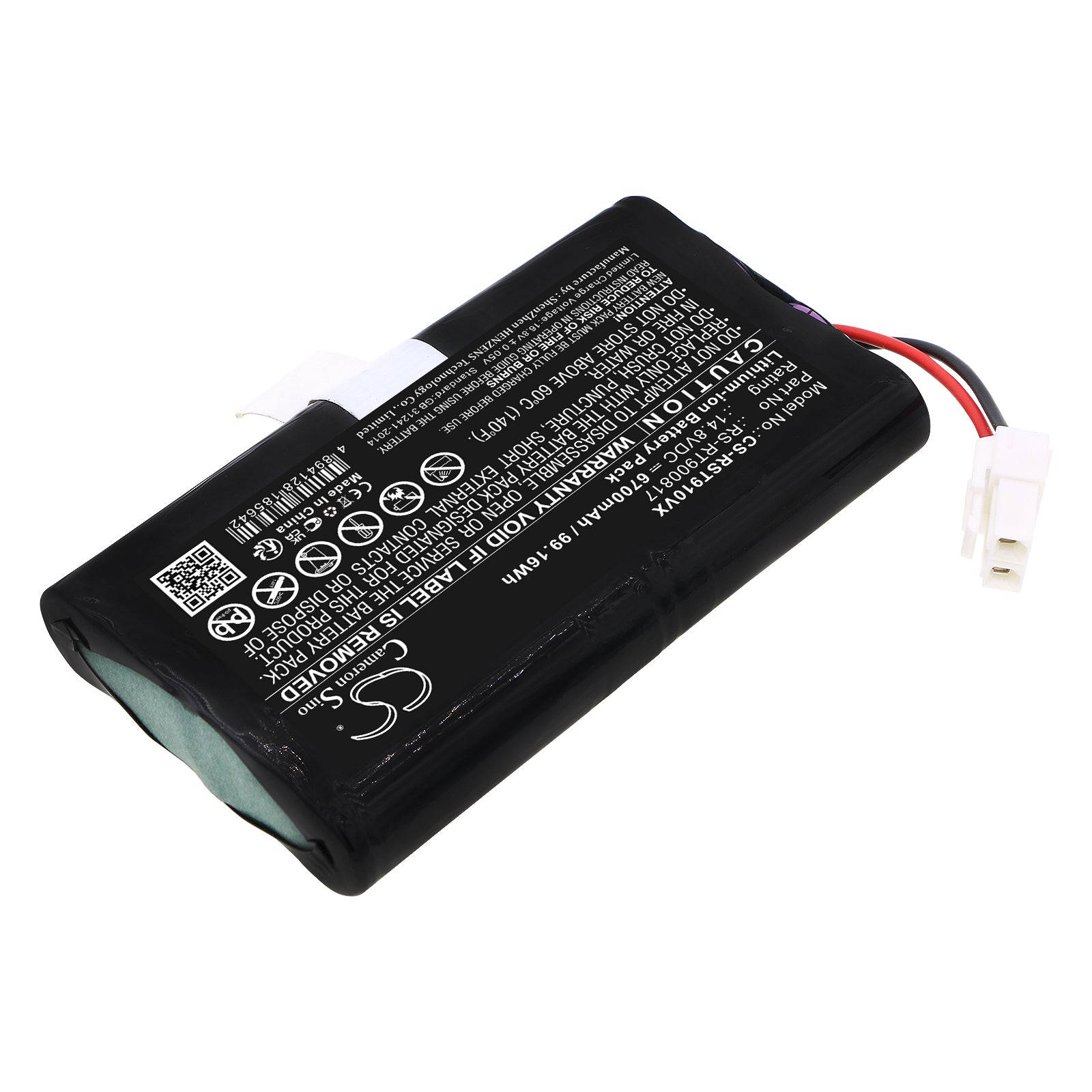 Li-ion, Vacuum Battery fits Rowenta Rr8021, Rr8021wh, 14.8V, 6700mAh Vacuum Cameron Sino Technology Limited