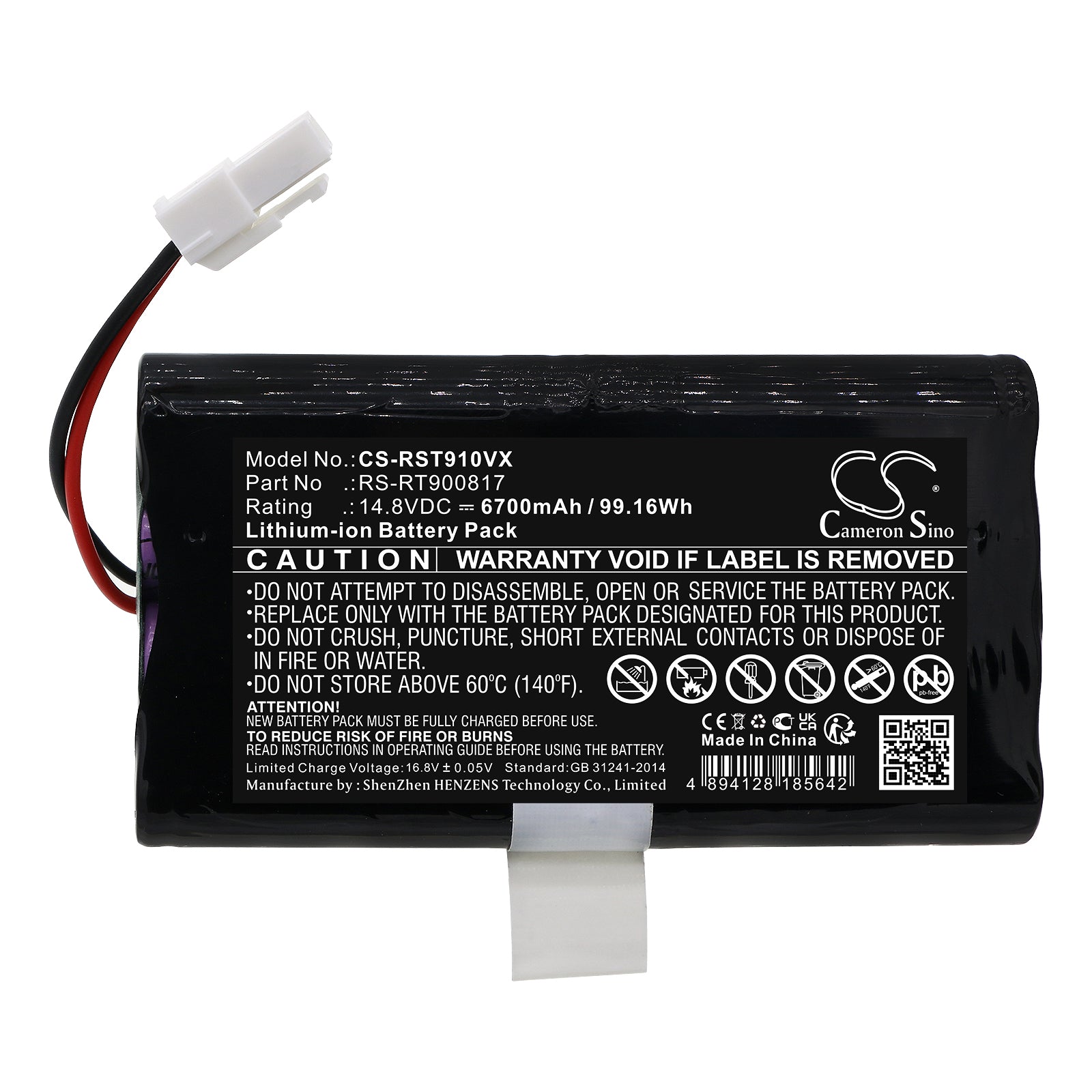 Li-ion, Vacuum Battery fits Rowenta Rr8021, Rr8021wh, 14.8V, 6700mAh Vacuum Cameron Sino Technology Limited