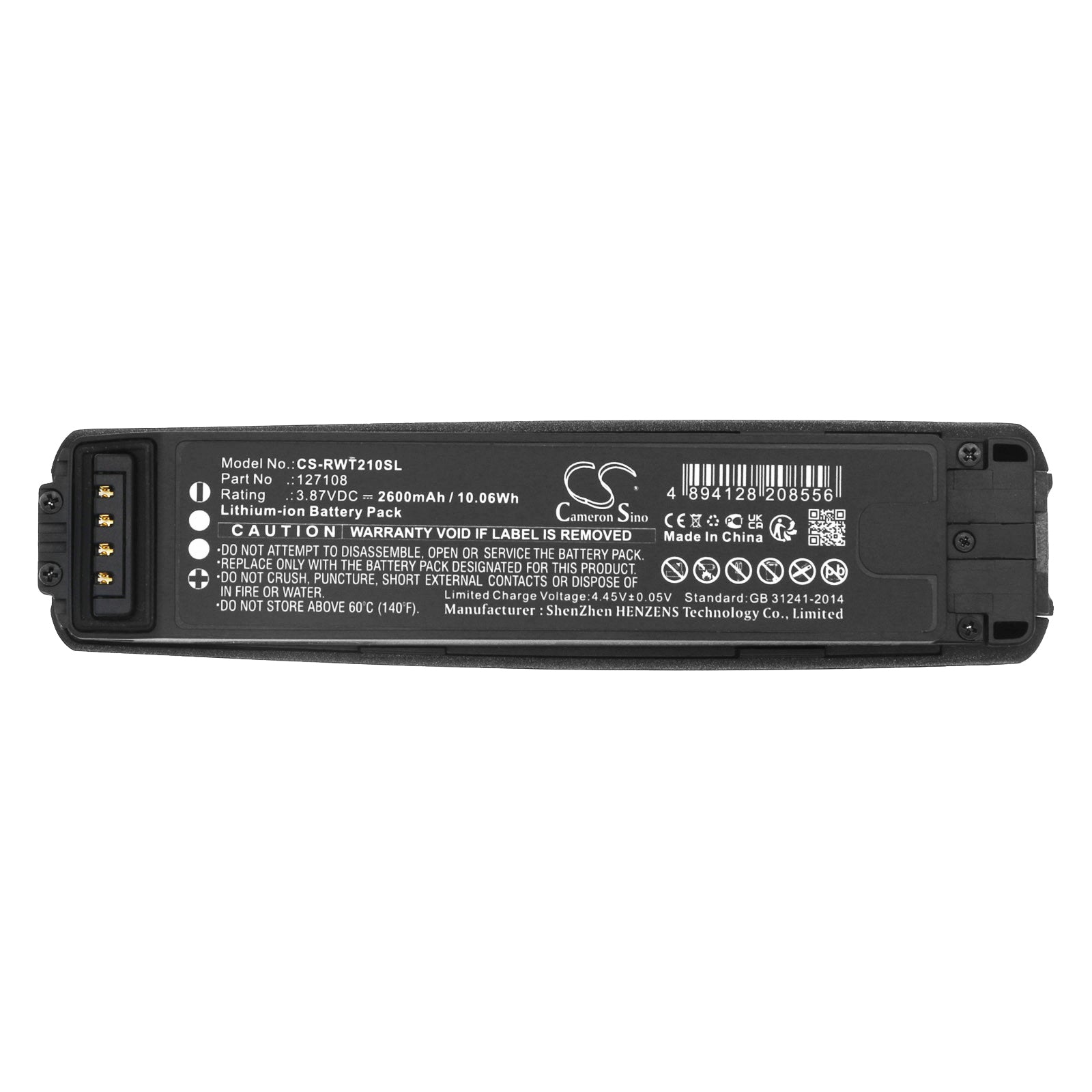 Li-ion, 3D Glasses Battery fits Realwear B21g, Navigator 500, 3.87V, 2600mAh 3D Glasses Cameron Sino Technology Limited