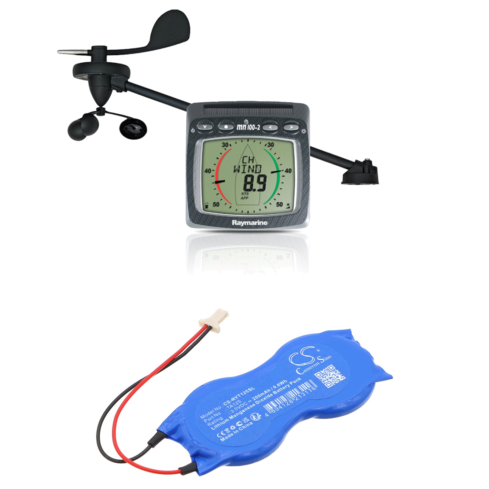 3V, Li-MnO2, 200mAh, Battery fits Raymarine Micronet Wind Transmitter, T120, 0.6Wh PLC Cameron Sino Technology Limited