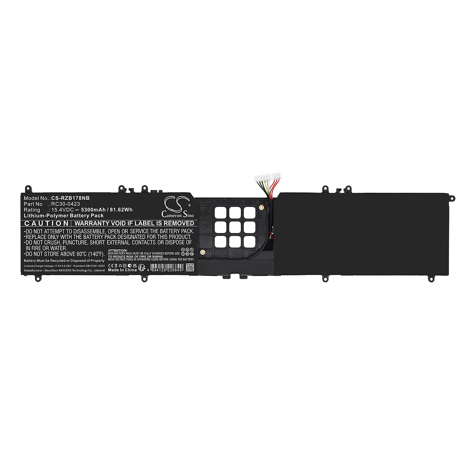 15.4V, Li-Polymer, 5300mAh, Battery fits Razer Blade 17 Early 2022, Blade 17 RTX 3080 Ti, 81.62Wh Notebook, Laptop Cameron Sino Technology Limited