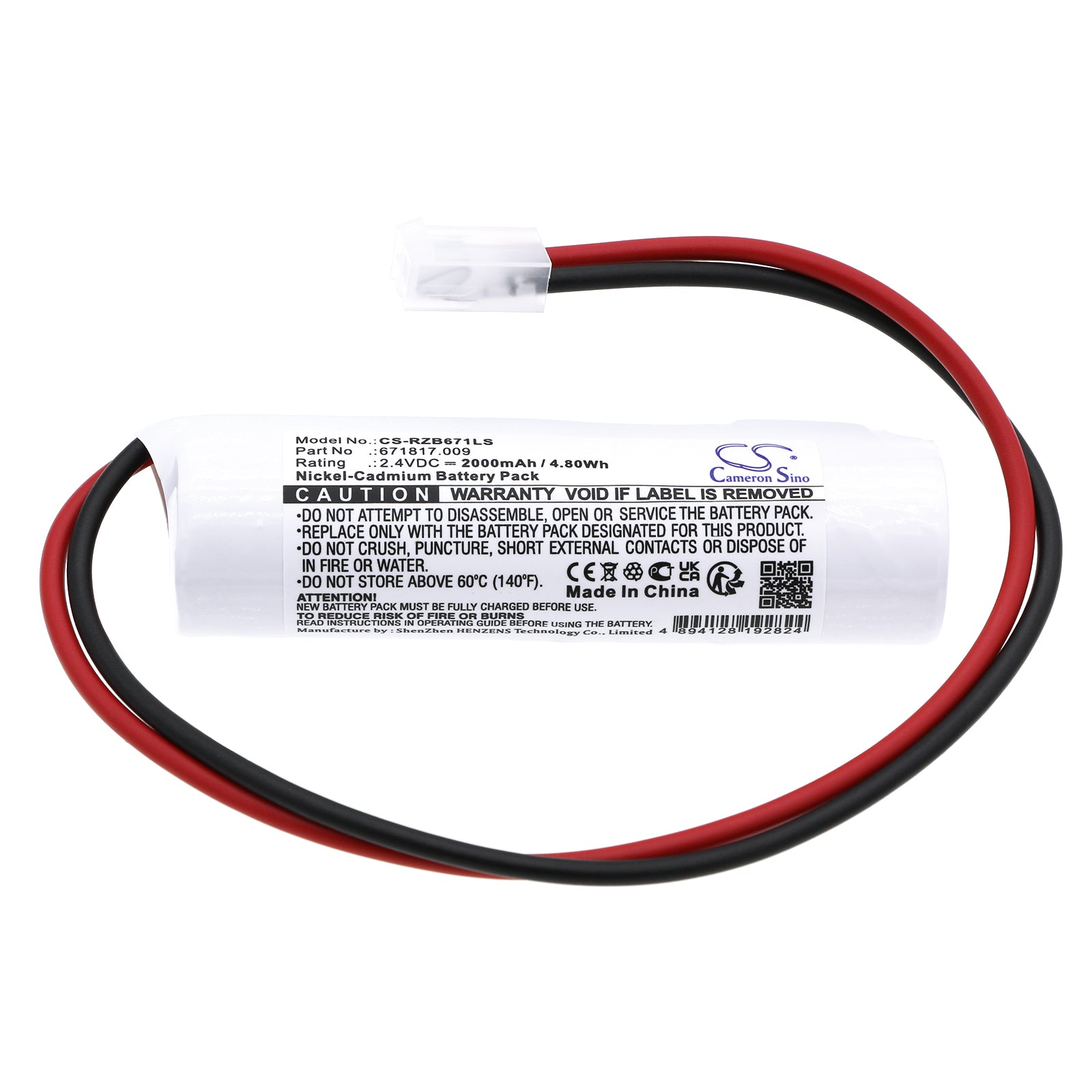 Ni-CD, Emergency Lighting Battery fits Bst 275600, Elubat Swiss 275 602, 2.4V, 2000mAh Emergency Lighting Cameron Sino Technology Limited