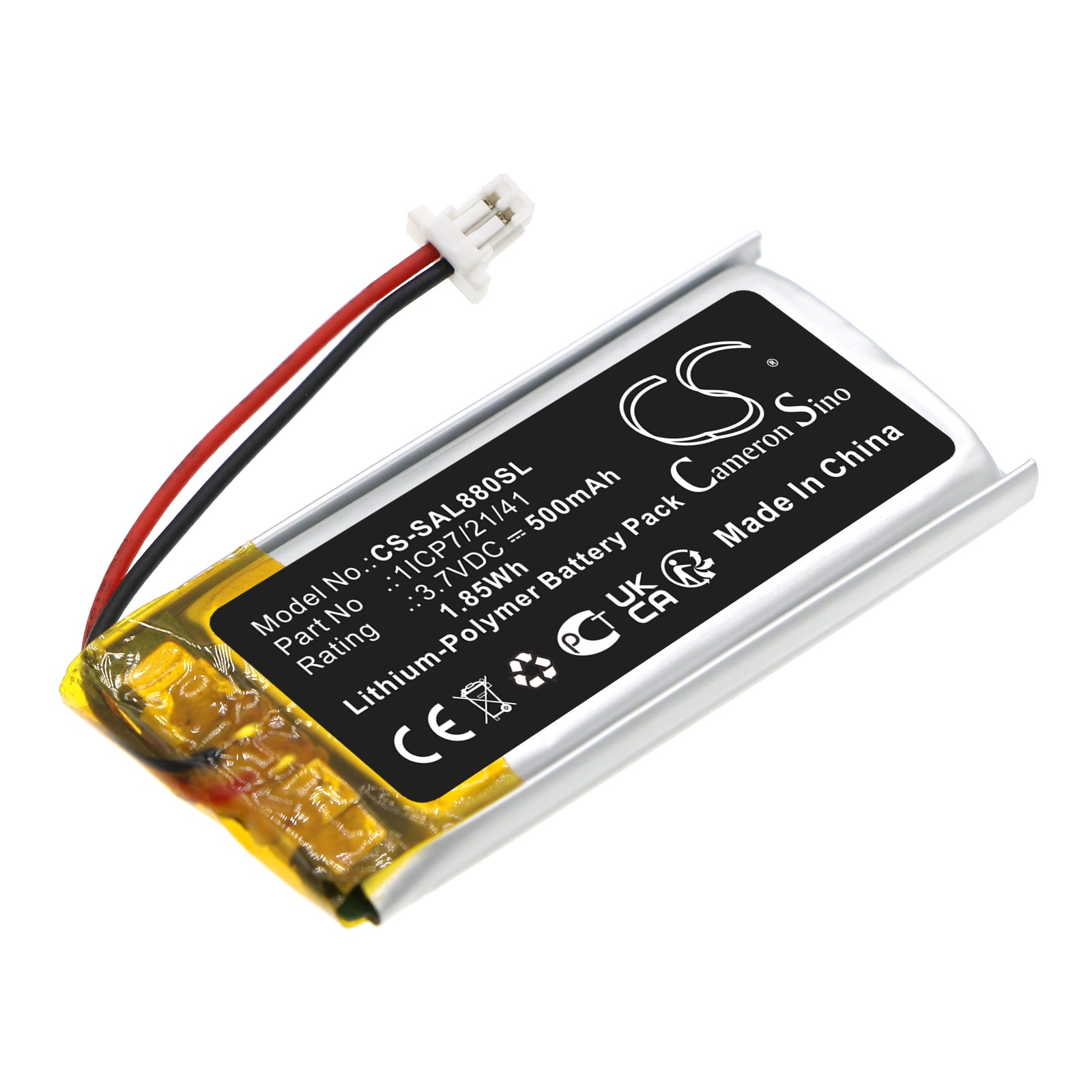 Li-Polymer, Wireless Headset Battery fits Samson Airline 88 Fitness, 3.7V, 500mAh Wireless Headset Cameron Sino Technology Limited