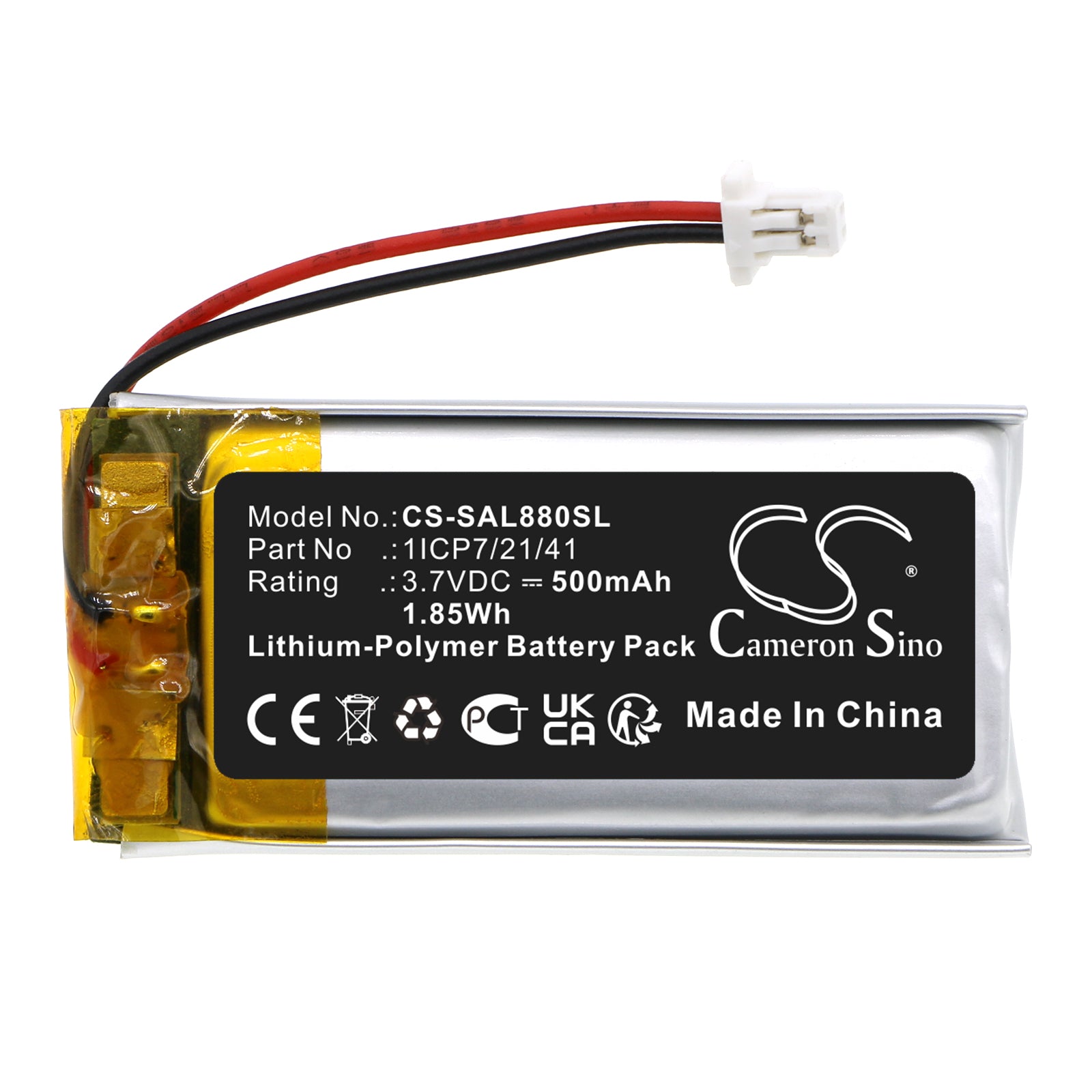 Li-Polymer, Wireless Headset Battery fits Samson Airline 88 Fitness, 3.7V, 500mAh Wireless Headset Cameron Sino Technology Limited