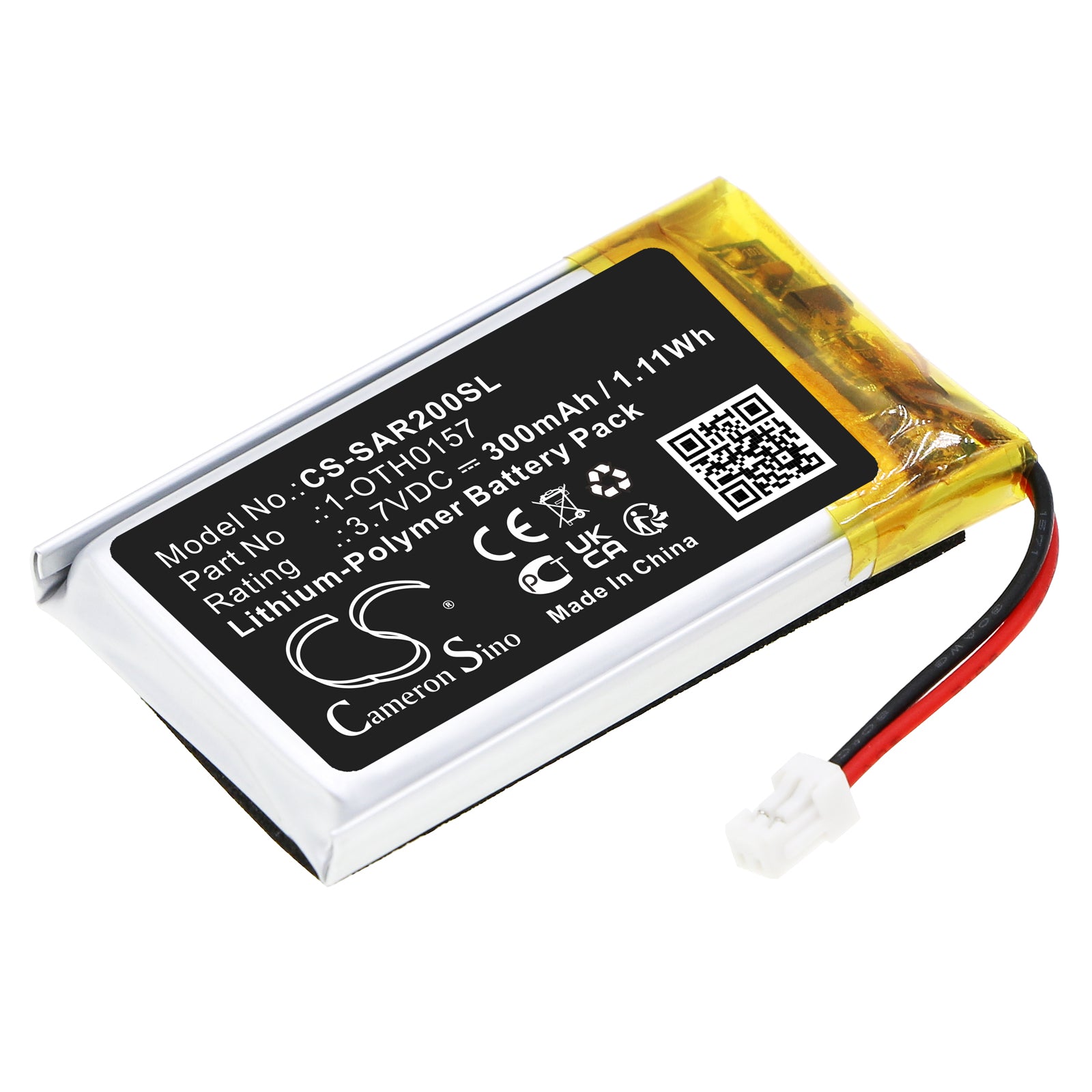 Li-Polymer, Wireless Headset Battery fits Samson Micro Ar2 Receiver, Swar2 Airline, 3.7V, 300mAh Wireless Headset Cameron Sino Technology Limited