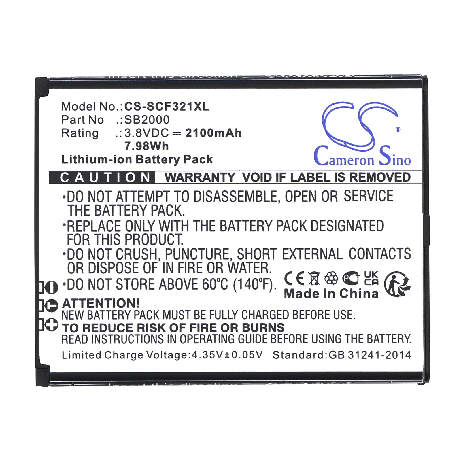 Li-ion, Mobile, SmartPhone Battery fits Schok Flip Sc3218b, Flip Sc3218t, 3.8V, 2100mAh Mobile, SmartPhone Cameron Sino Technology Limited