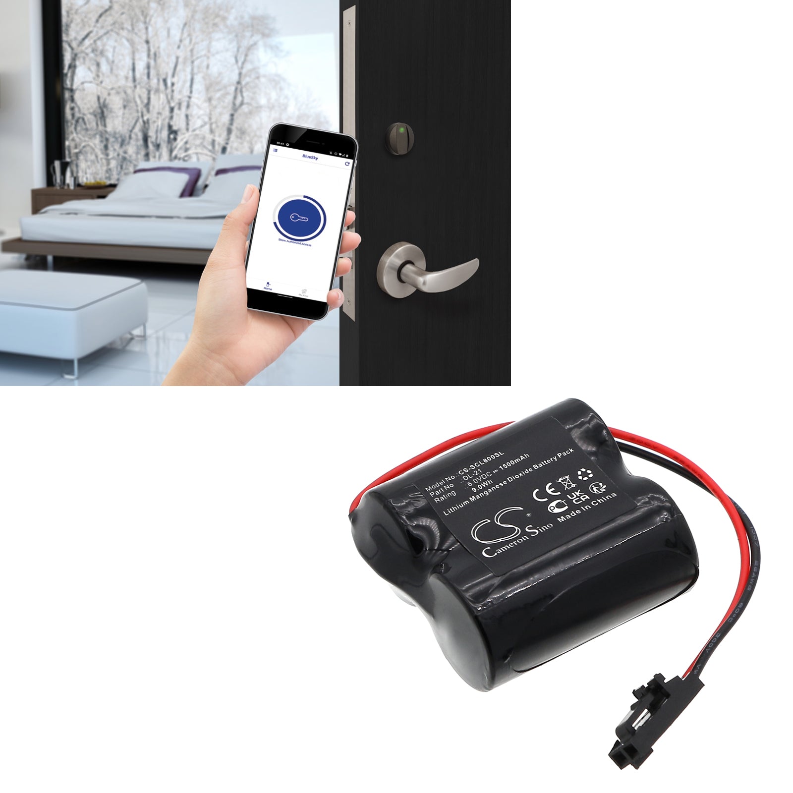 6V, Li-MnO2, 1500mAh, Battery fits Saflok CL-08, 9Wh Door Lock Cameron Sino Technology Limited