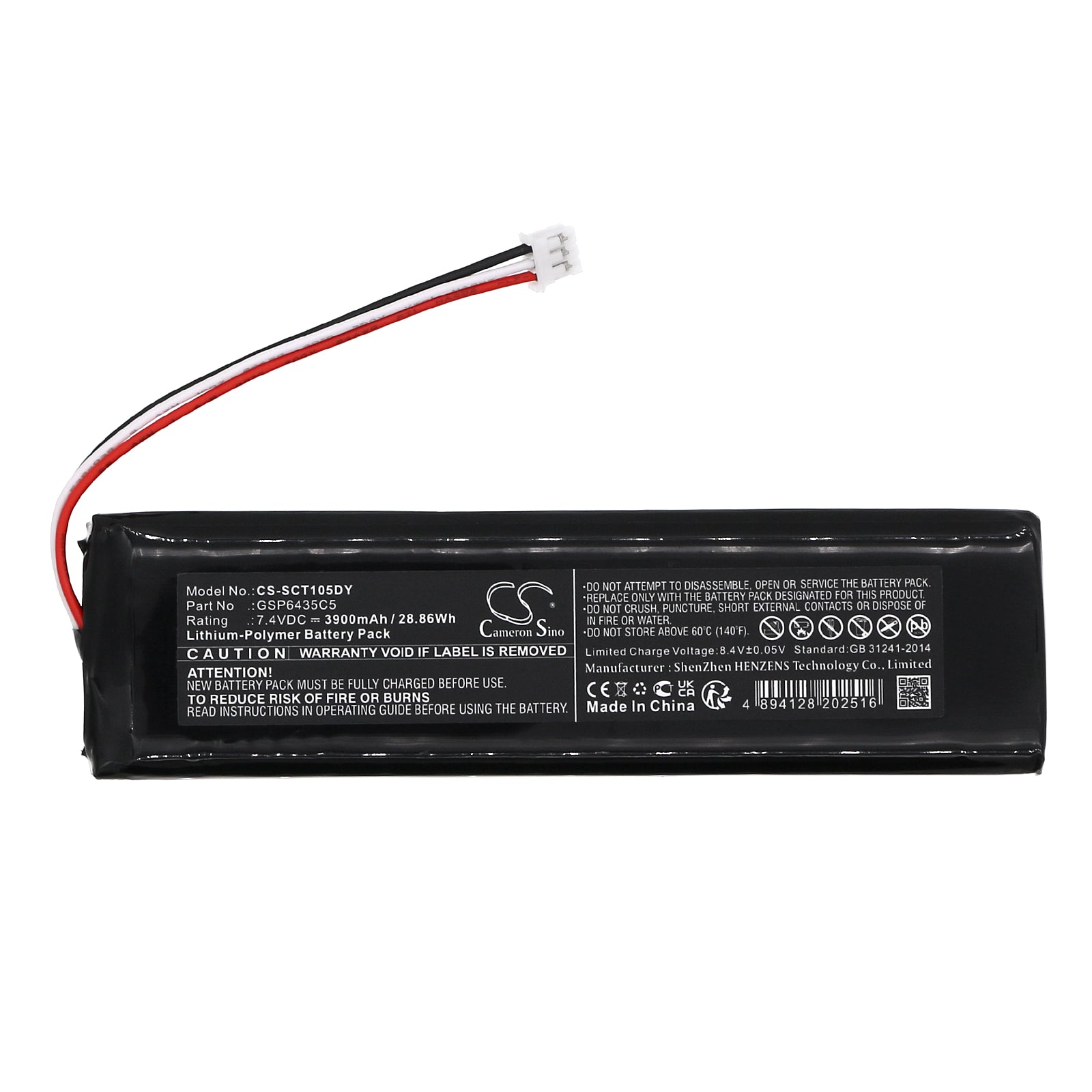 Li-Polymer, DVD Player Battery fits Sencor Slt1055, 7.4V, 3900mAh DVD Player Cameron Sino Technology Limited