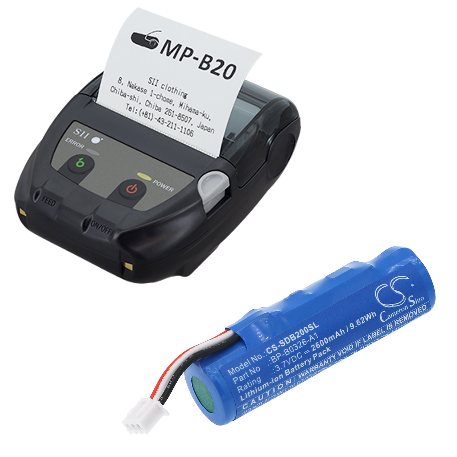Li-ion, Portable Printer Battery fits Seiko Mp-b20, 3.7V, 2600mAh Portable Printer Cameron Sino Technology Limited