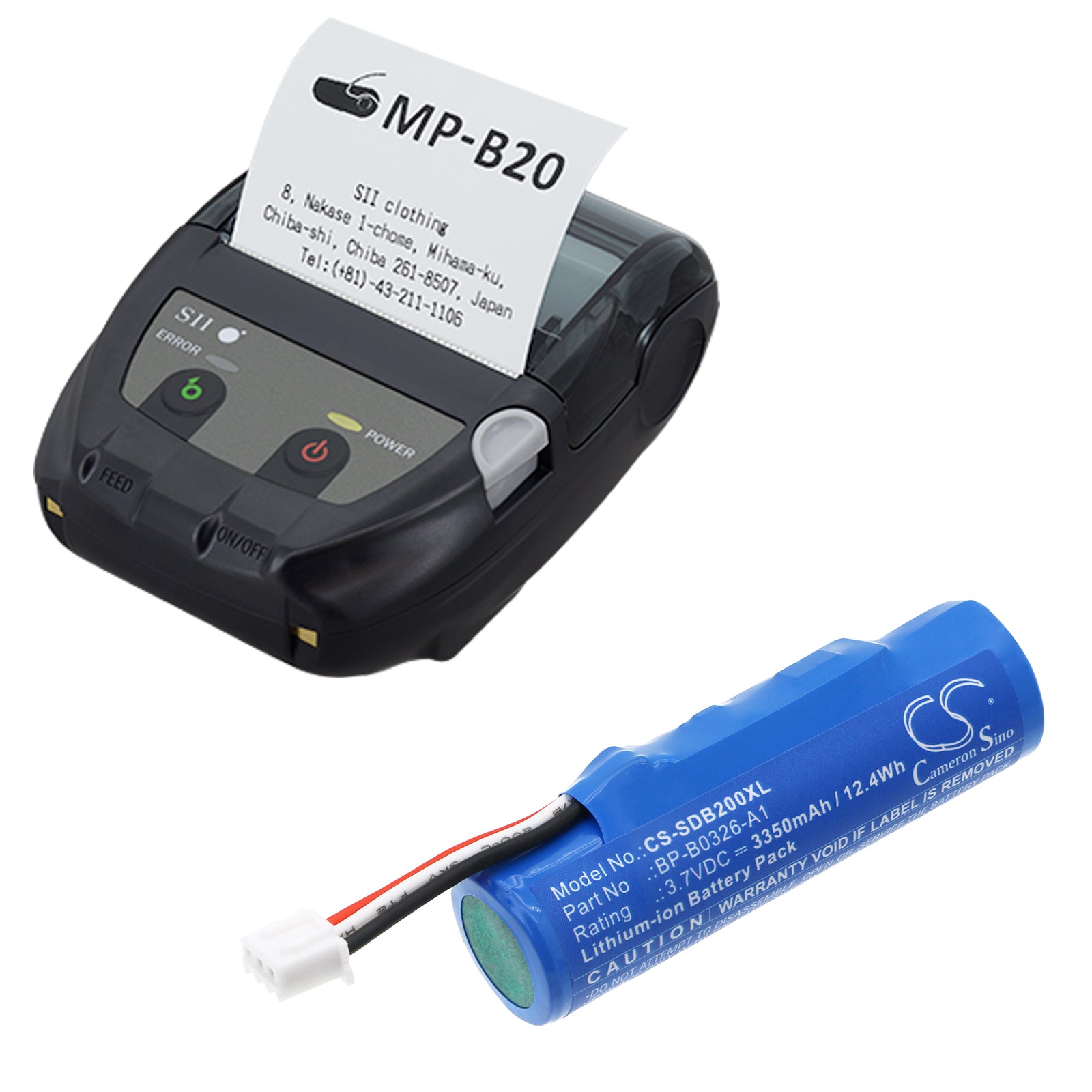 Li-ion, Portable Printer Battery fits Seiko Mp-b20, 3.7V, 3350mAh Portable Printer Cameron Sino Technology Limited