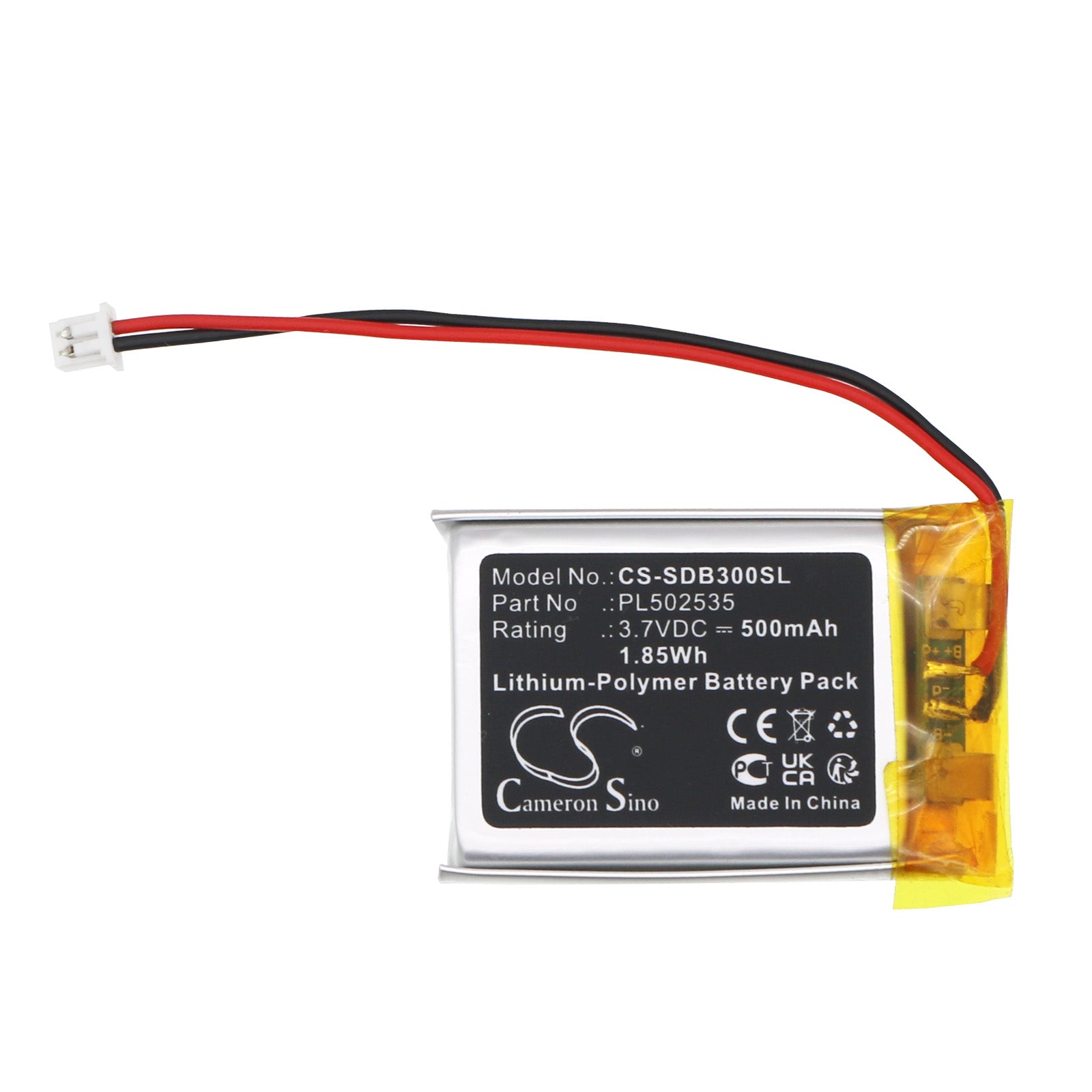 Li-Polymer, Home Security Camera Battery fits Simplisafe Ssdb3, U9k-db3000, 3.7V, 500mAh Home Security Camera Cameron Sino Technology Limited
