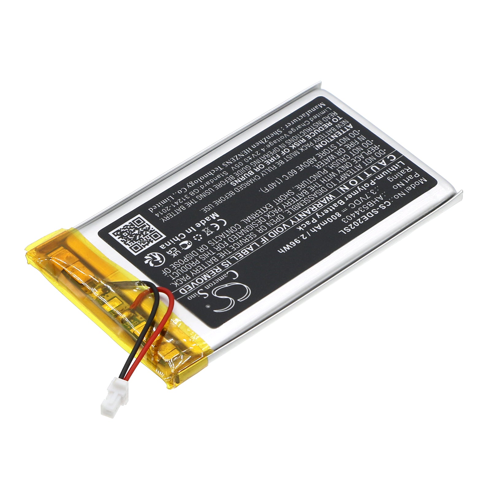 Li-Polymer, Transmitters & Receiver Battery fits Sennheiser Hde 2020-d, Hde 2020-d Ii, 3.7V, 800mAh Transmitters & Receiver Cameron Sino Technology Limited