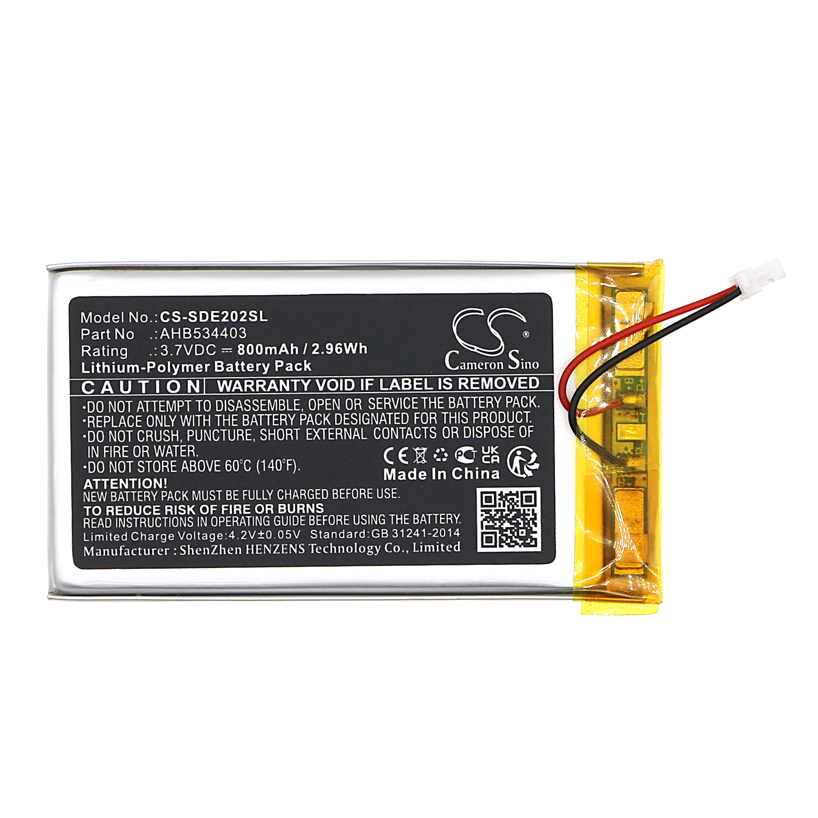 Li-Polymer, Transmitters & Receiver Battery fits Sennheiser Hde 2020-d, Hde 2020-d Ii, 3.7V, 800mAh Transmitters & Receiver Cameron Sino Technology Limited