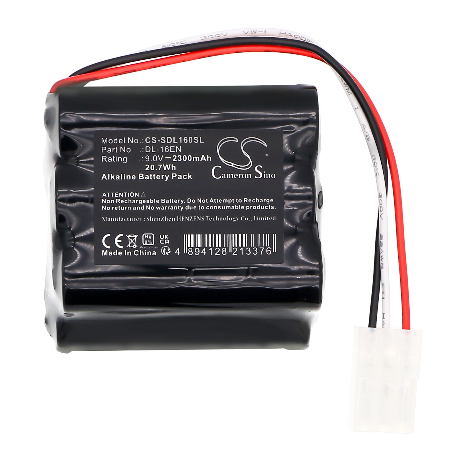 9V, Alkaline, 2300mAh, Battery fits DoorLock DL-16EN, 20.7Wh Door Lock Cameron Sino Technology Limited