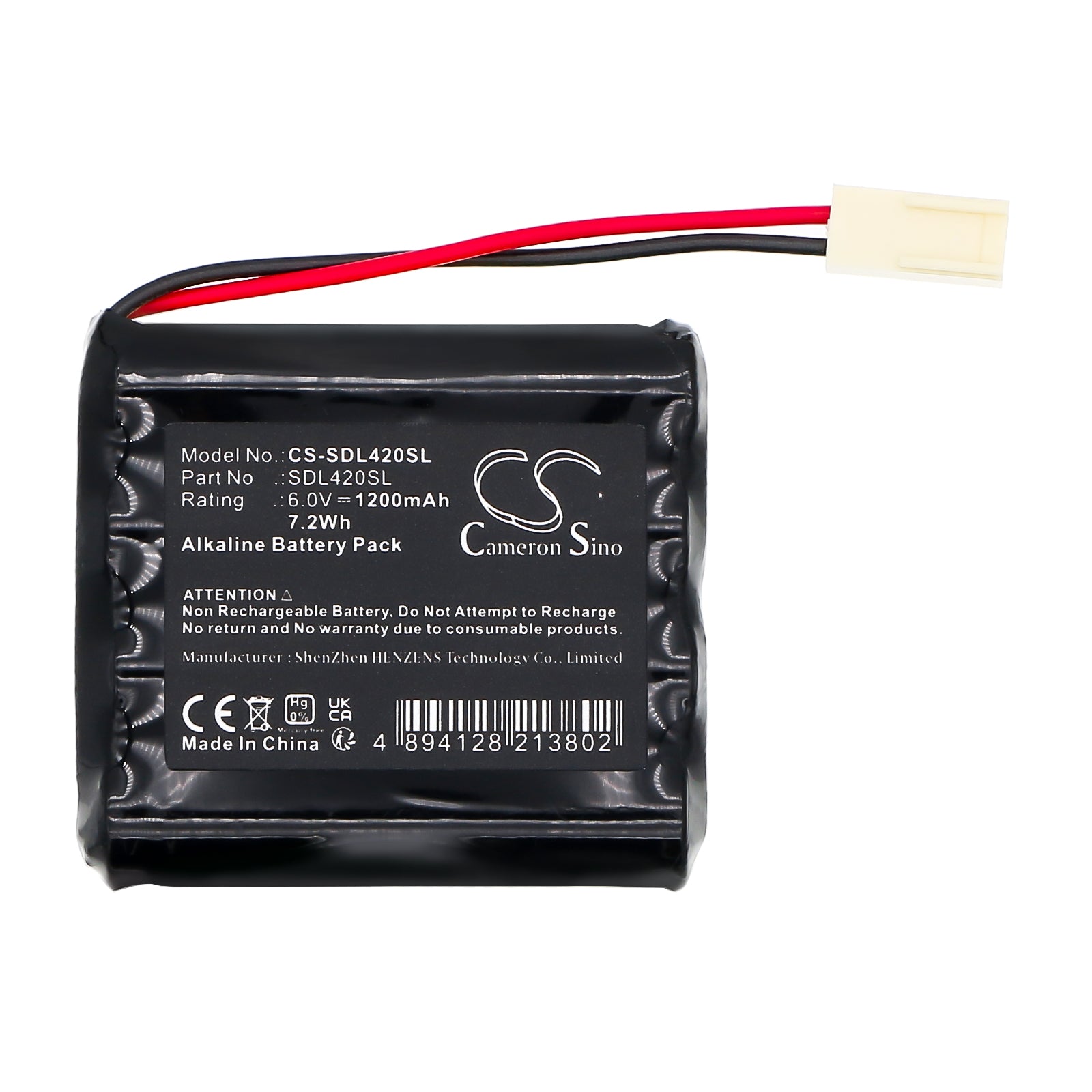 6V, Alkaline, 1200mAh, Battery fits Generic 132 100556, 7.2Wh Door Lock Cameron Sino Technology Limited
