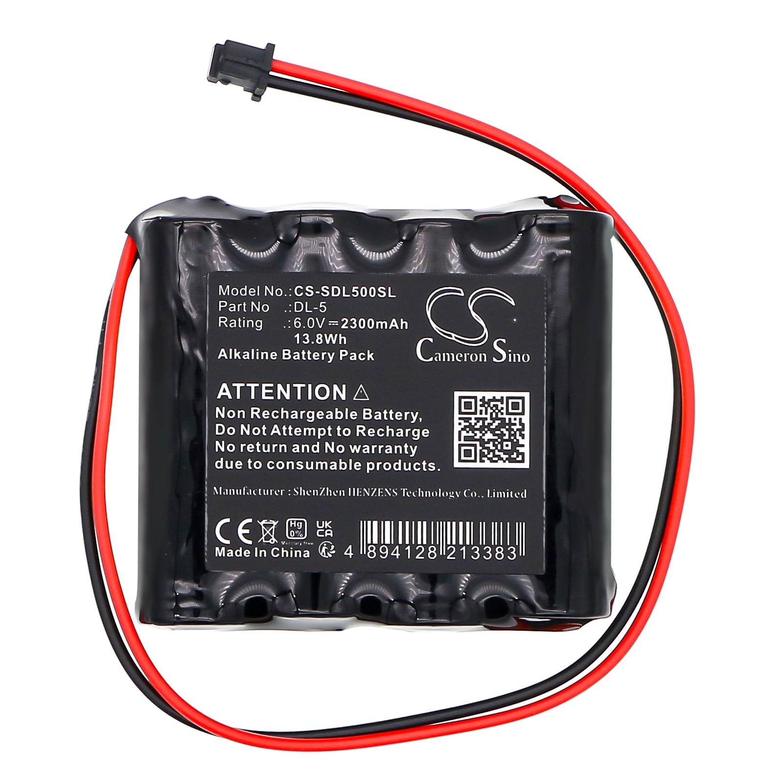 6V, Alkaline, 2300mAh, Battery fits NABC HTL3, HTL5 | KeyLock F 7400-12 | Zoro G003259860 | Saflok 459112, 13.8Wh Door Lock Cameron Sino Technology Limited