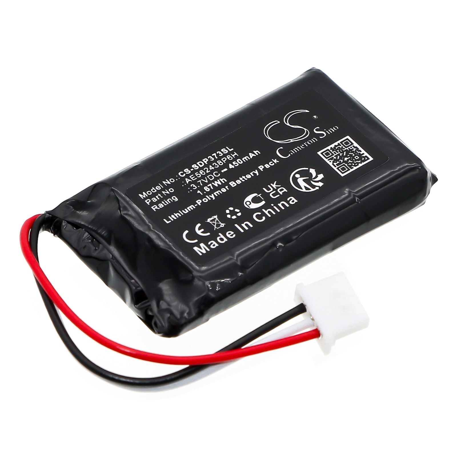 3.7V, Li-Polymer, 450mAh, Battery fits Dogtra Transmitter 280C, Transmitter IQ, 1.67Wh Dog Collar Cameron Sino Technology Limited