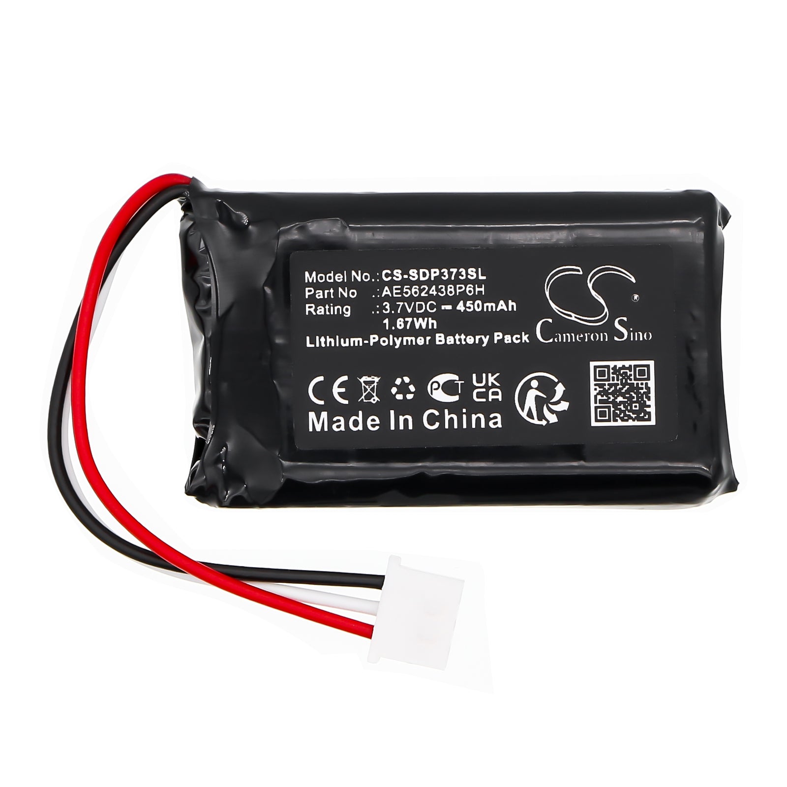 3.7V, Li-Polymer, 450mAh, Battery fits Dogtra Transmitter 280C, Transmitter IQ, 1.67Wh Dog Collar Cameron Sino Technology Limited