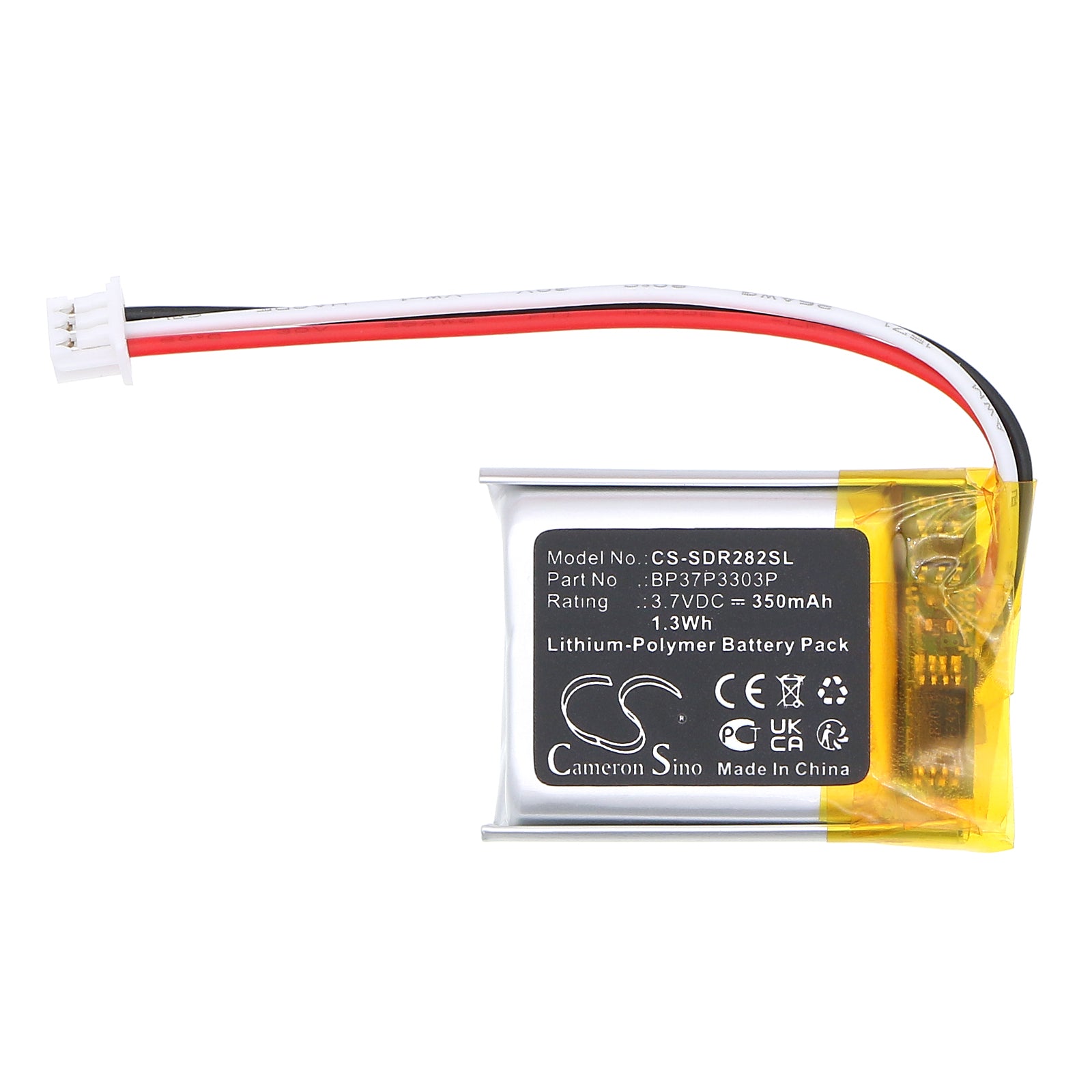3.7V, Li-Polymer, 350mAh, Battery fits Dogtra 280C Receiver, 282C Receiver, 1.3Wh Dog Collar Cameron Sino Technology Limited