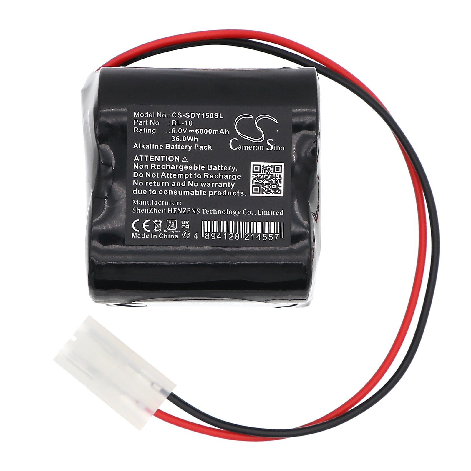 6V, Alkaline, 6000mAh, Battery fits Alarm Lock 1U106, BCA2500-4EWP-W9030EC, 36Wh Door Lock Cameron Sino Technology Limited