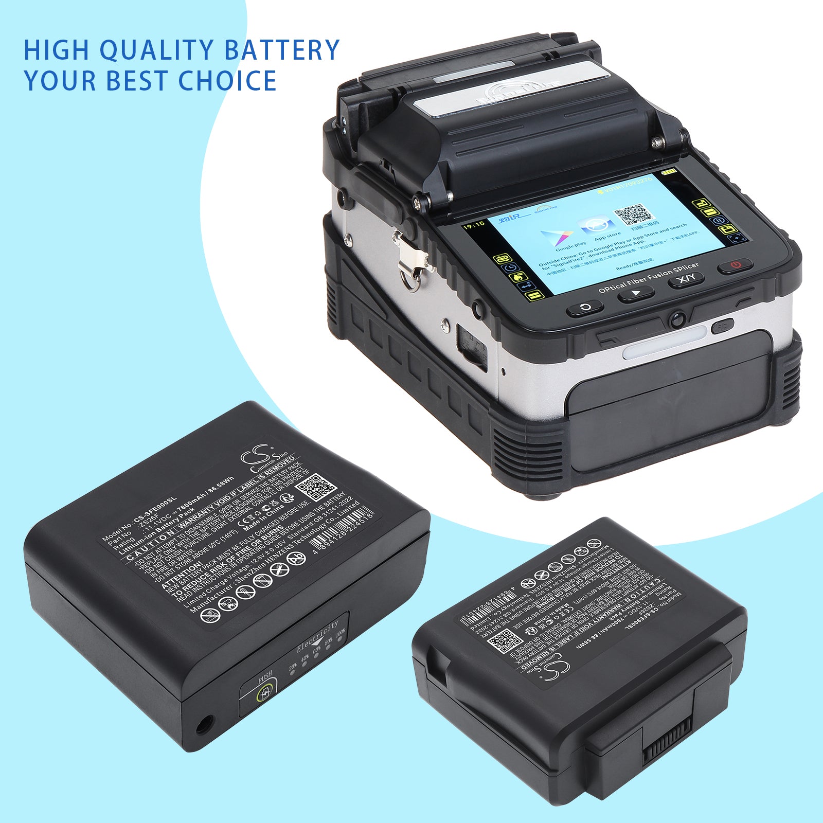 11.1V, Li-ion, 7800mAh, Battery fits Signalfire AI-7 Optical Fiber Fusion Splicer, AI-7C Optical Fiber Fusion Splicer, 86.58Wh Equipment, Survey, Test Cameron Sino Technology Limited