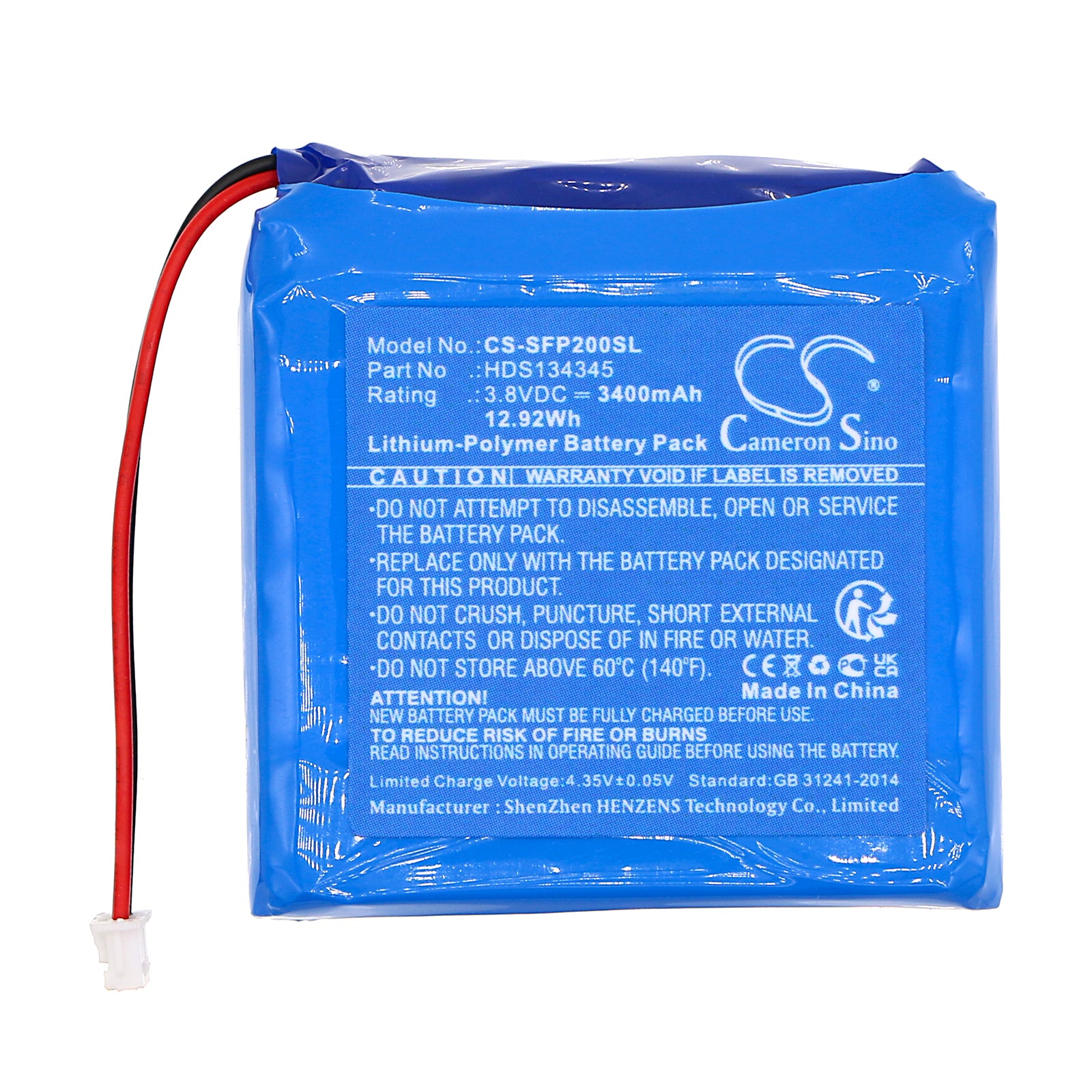 Li-Polymer, Body Camera Battery fits Safie Pocket 2, 3.8V, 3400mAh Body Camera Cameron Sino Technology Limited