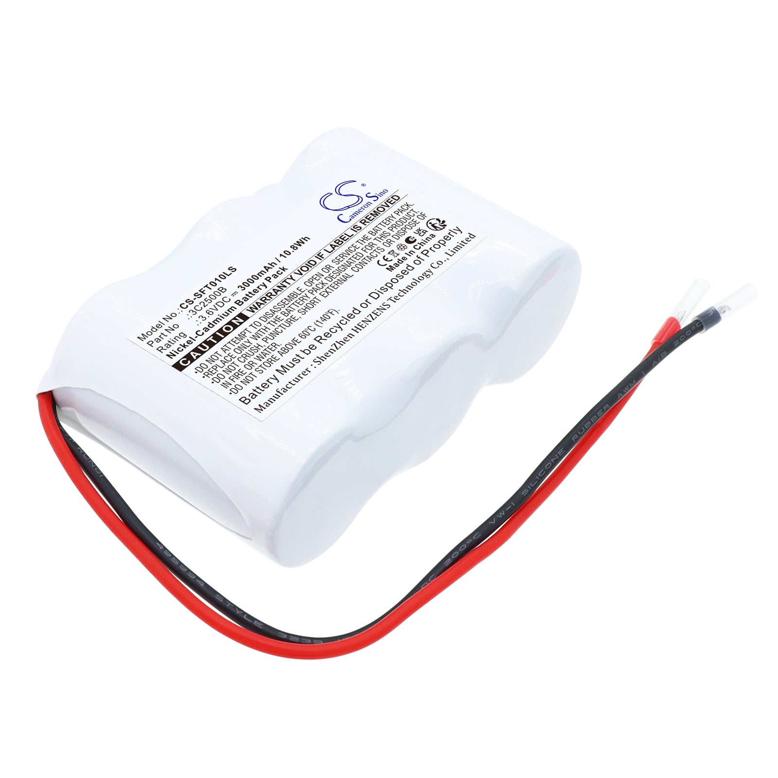 3.6V, Ni-CD, 3000mAh, Battery fits Van Lien 400202, 1190010V, 10.8Wh Emergency Lighting Cameron Sino Technology Limited