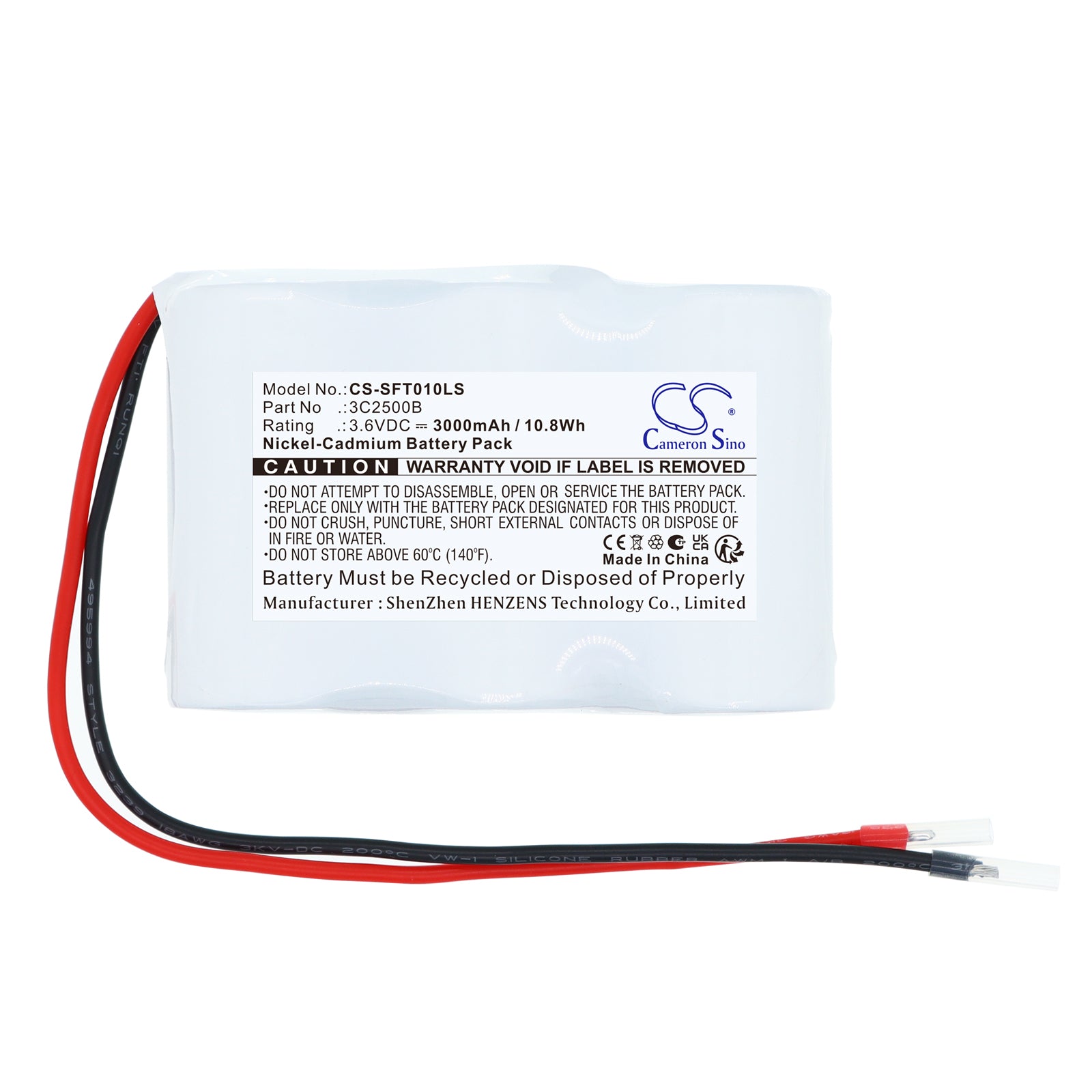 3.6V, Ni-CD, 3000mAh, Battery fits Van Lien 400202, 1190010V, 10.8Wh Emergency Lighting Cameron Sino Technology Limited