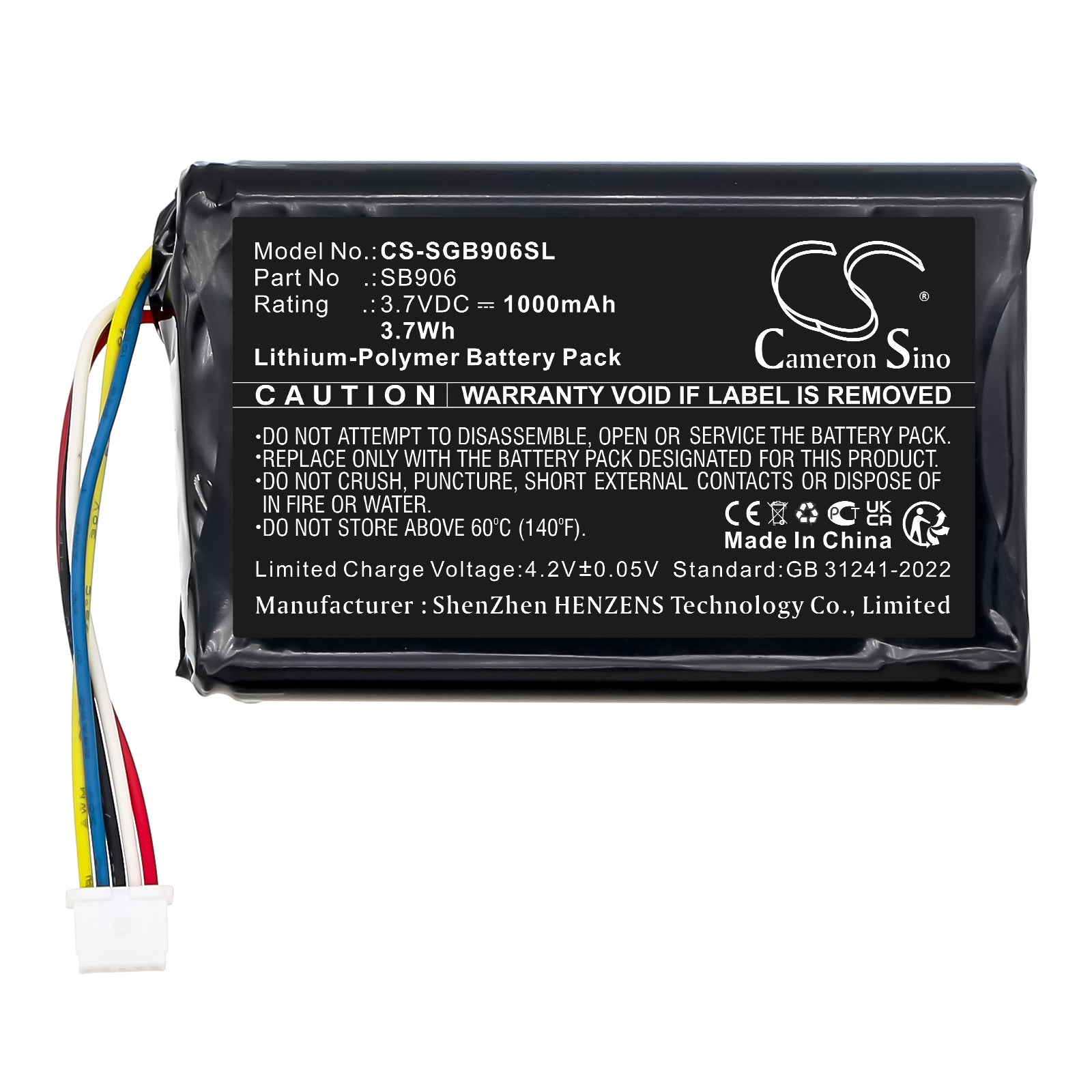 3.7V, Li-Polymer, 1000mAh, Battery fits Shure MXW1X, MXW6X, 3.7Wh Transmitters & Receiver Cameron Sino Technology Limited