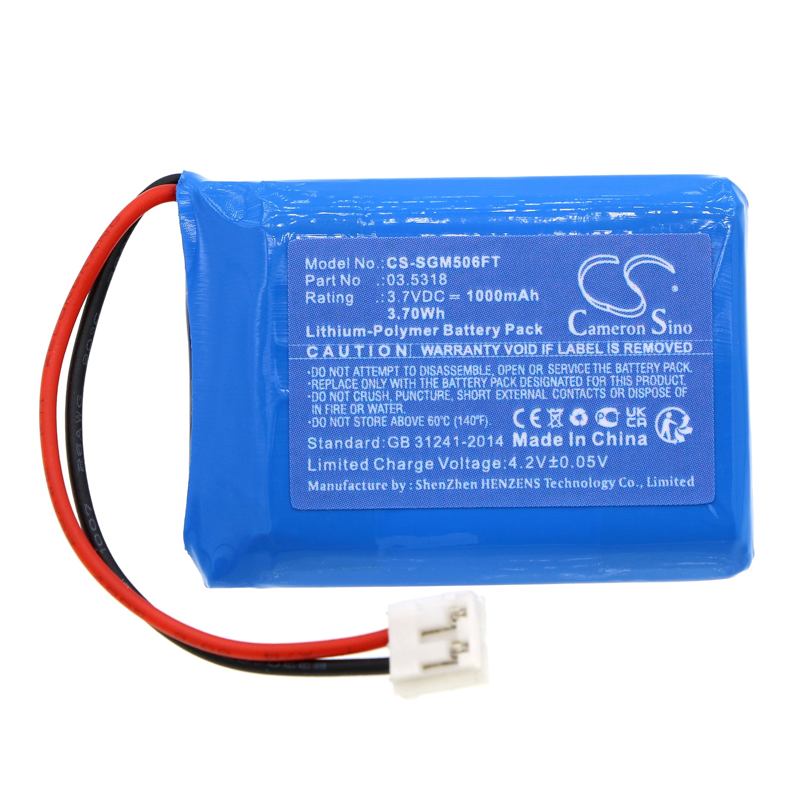 Li-Polymer, Flashlight Battery fits Scangrip 03.5060, Miniform Cob Led, 3.7V, 1000mAh Flashlight Cameron Sino Technology Limited