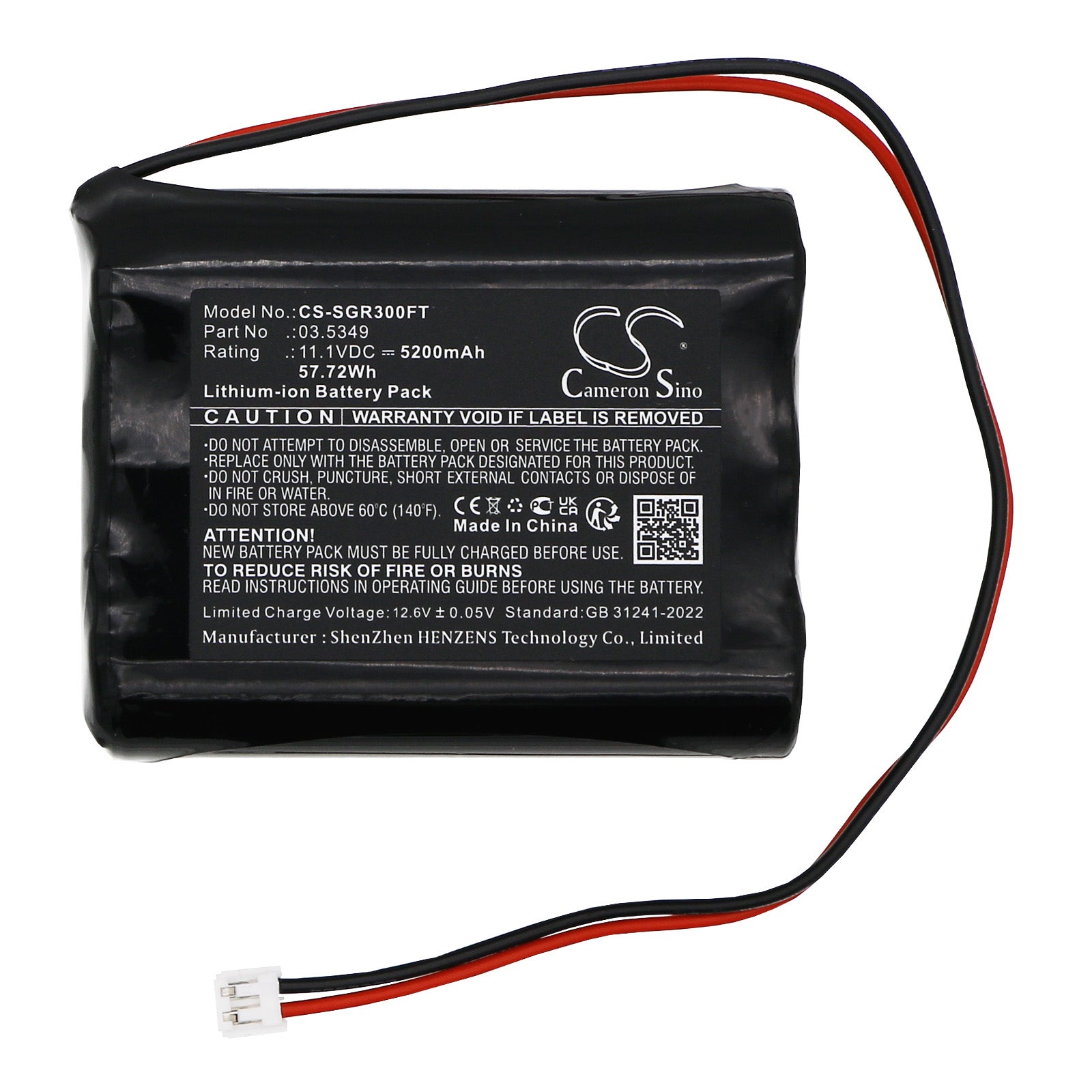 11.1V, Li-ion, 5200mAh, Battery fits SCANGRIP NOVA 3, NOVA 4 K C+R, 57.72Wh Flashlight Cameron Sino Technology Limited