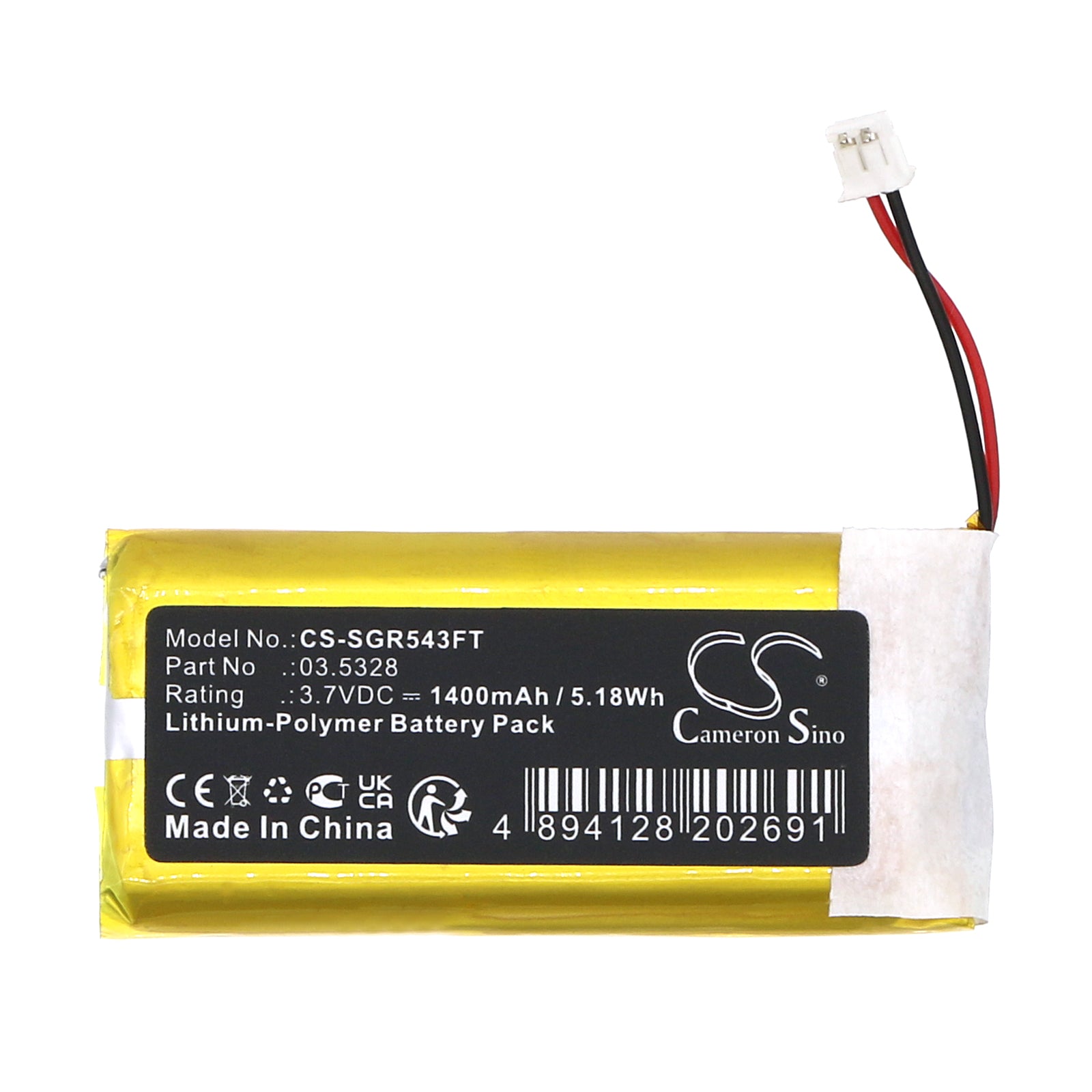 Li-Polymer, Flashlight Battery fits Scangrip 03.5026, 3.5412, 3.7V, 1400mAh Flashlight Cameron Sino Technology Limited