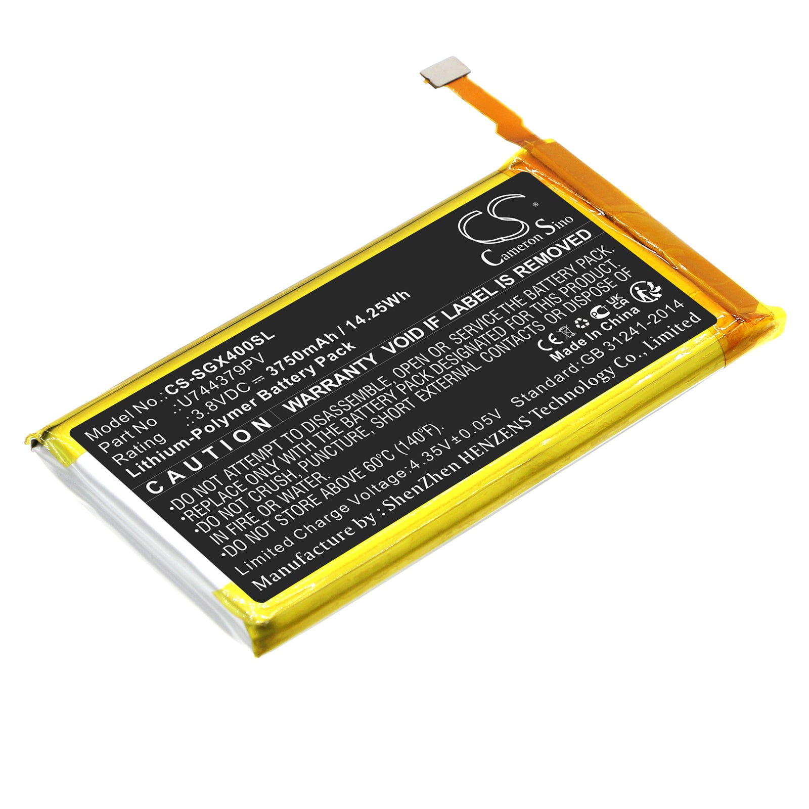 Li-Polymer, GPS, Navigator Battery fits Skygolf Skycaddie Sx400, 3.8V, 3750mAh GPS, Navigator Cameron Sino Technology Limited