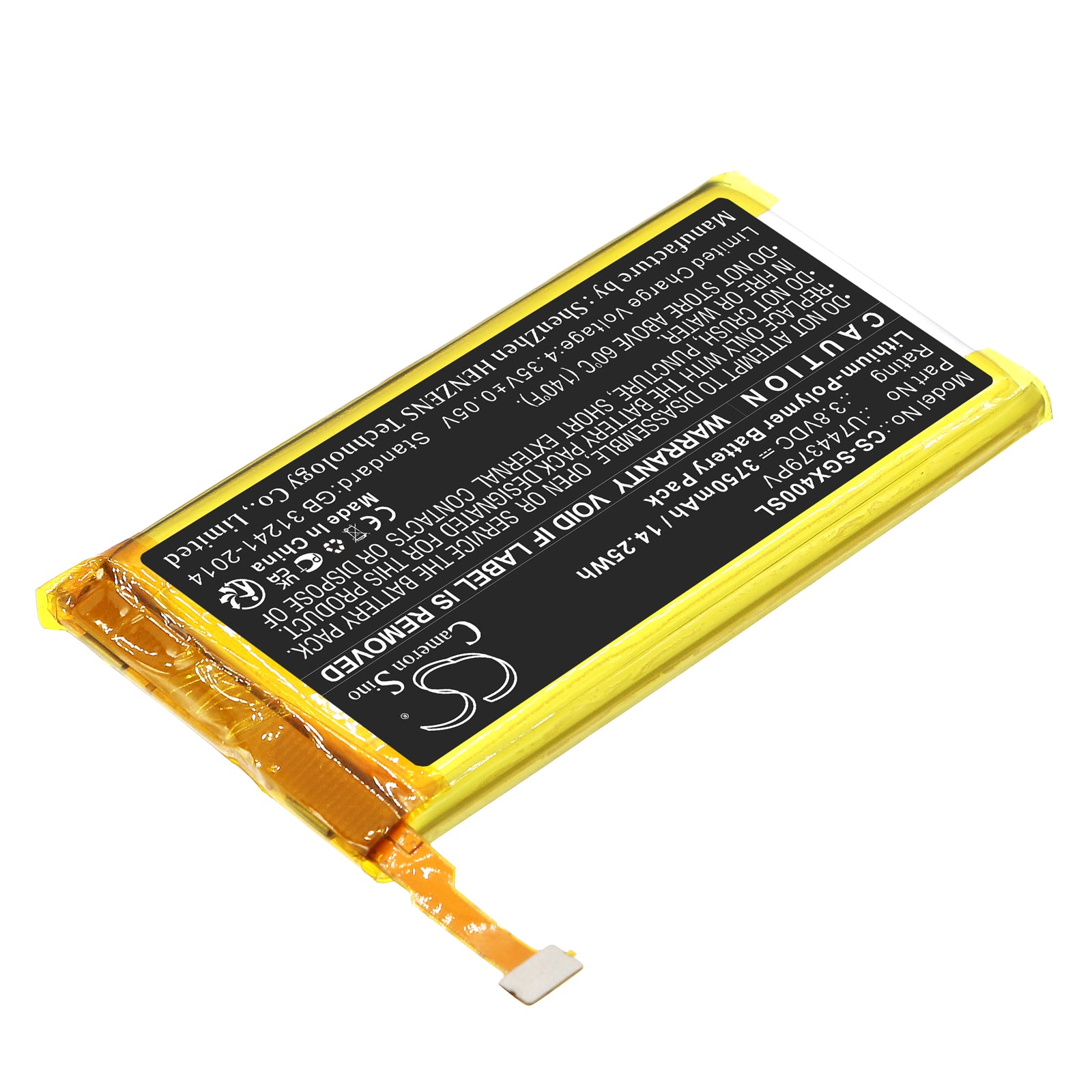 Li-Polymer, GPS, Navigator Battery fits Skygolf Skycaddie Sx400, 3.8V, 3750mAh GPS, Navigator Cameron Sino Technology Limited