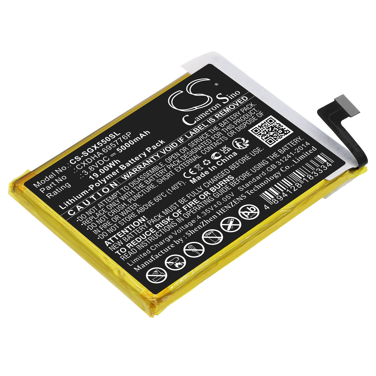 Li-Polymer, GPS, Navigator Battery fits Skygolf Skycaddie Sx550, 3.8V, 5000mAh GPS, Navigator Cameron Sino Technology Limited