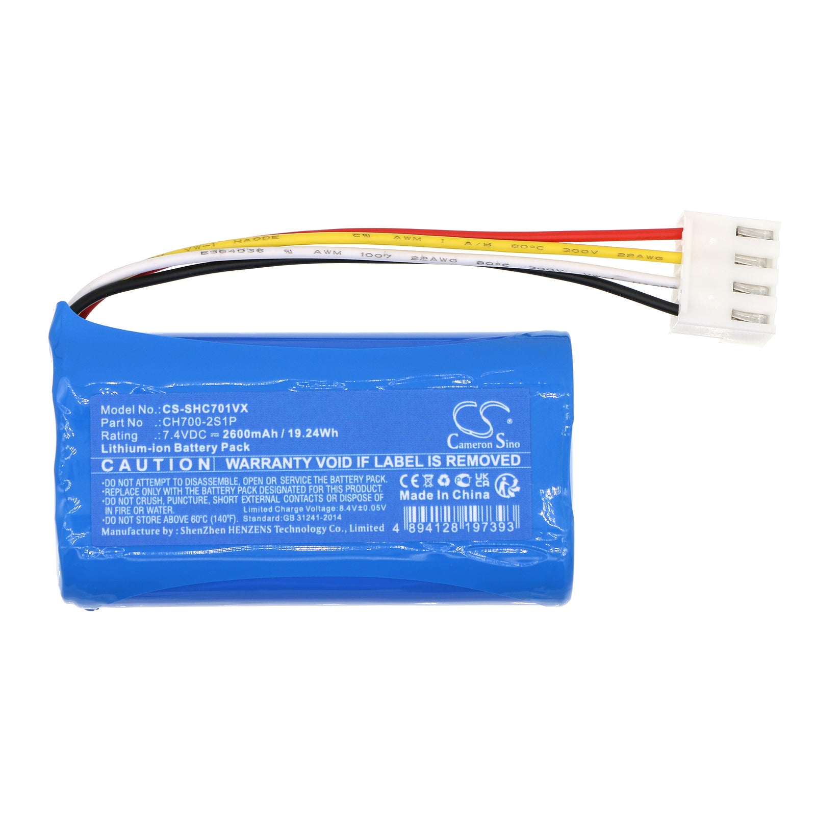 Li-ion, Vacuum Battery fits Shark Ch701, Cyclone Pet, 7.4V, 2600mAh Vacuum Cameron Sino Technology Limited
