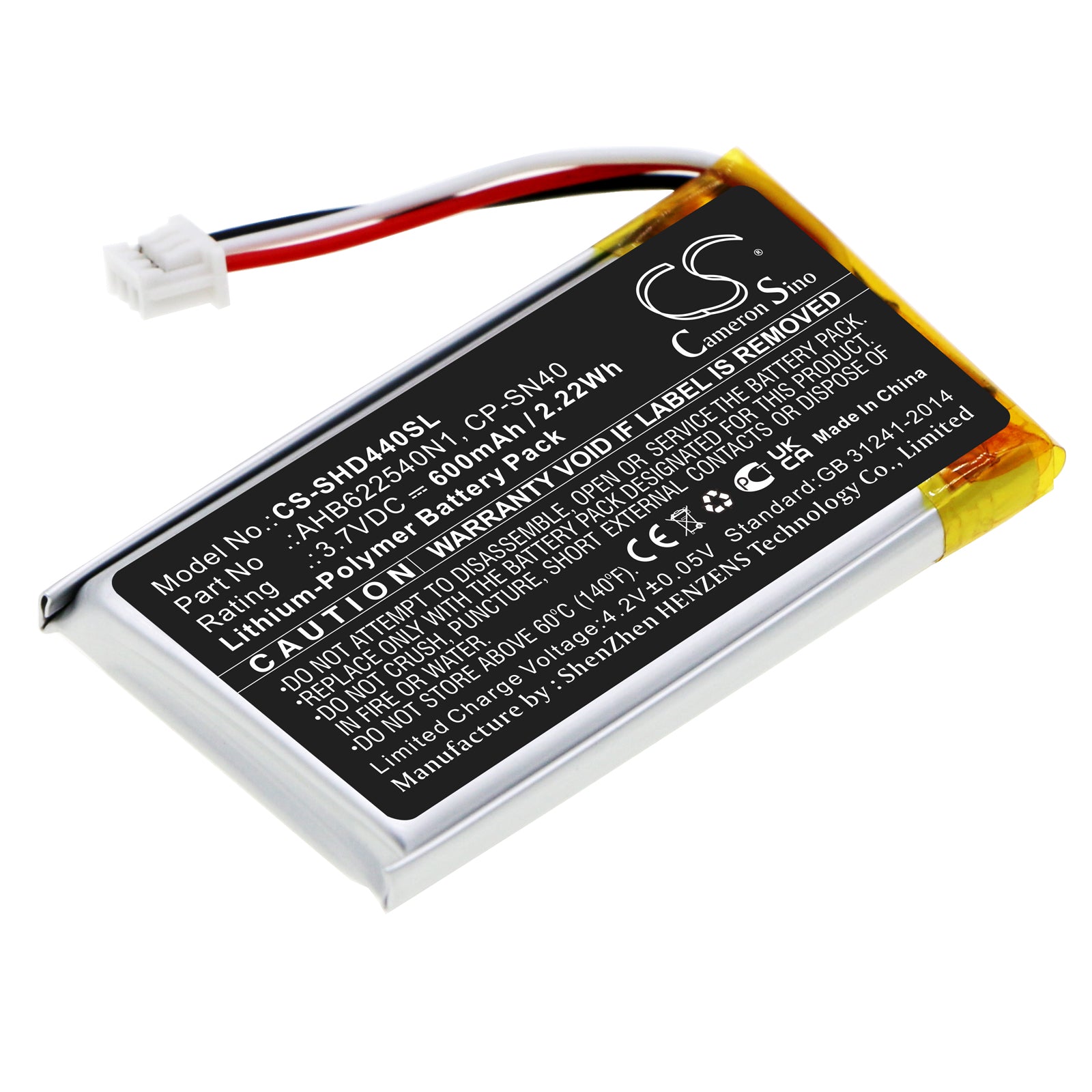 Li-Polymer, Wireless Headset Battery fits Sennheiser Hd 4.40 Bt, Hd 4.50btnc, 3.7V, 600mAh Wireless Headset Cameron Sino Technology Limited